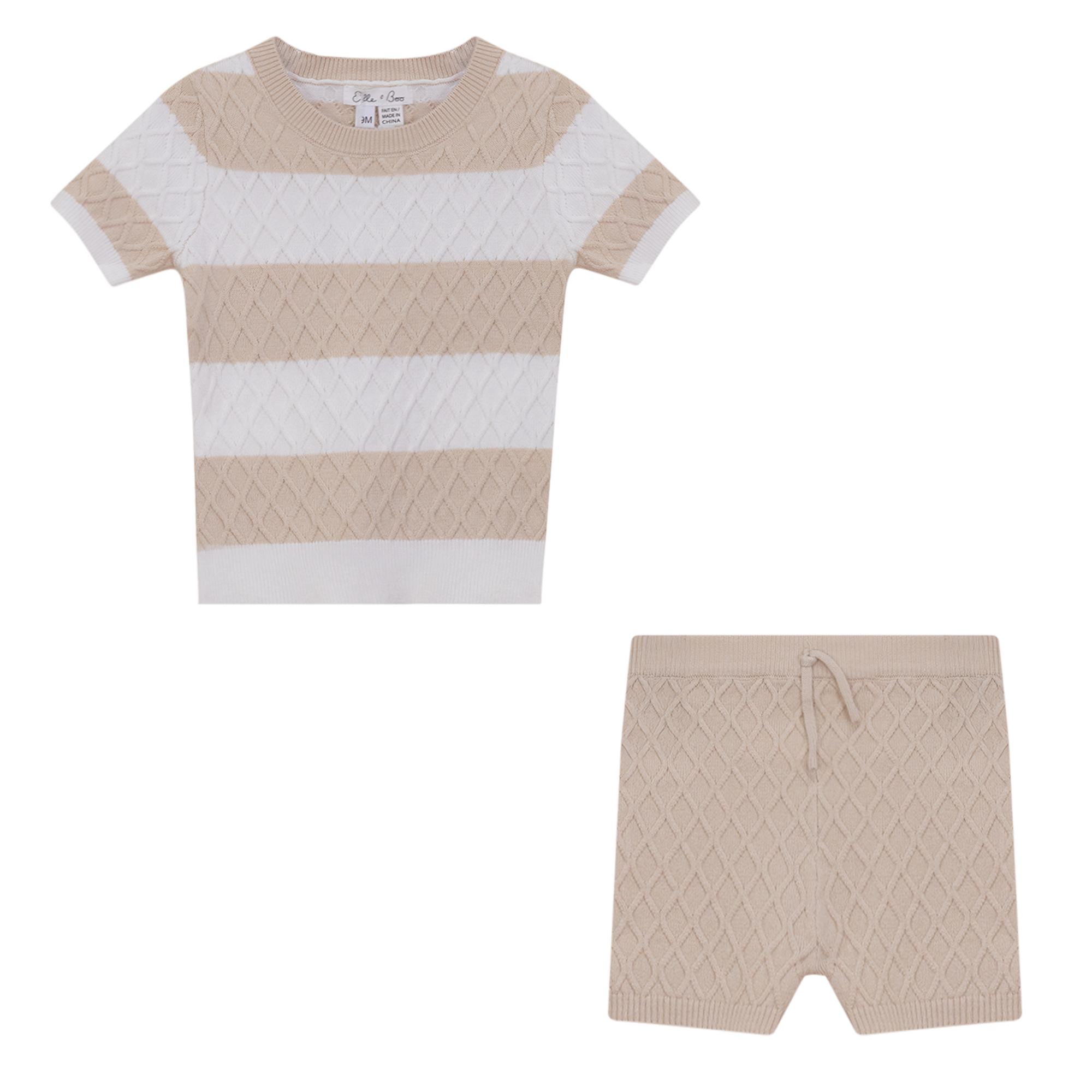 Honeycomb Stripe 2Pc Set in Dark Almond White by Elle & Boo