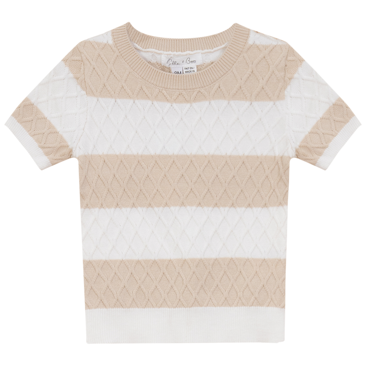 Honeycomb Stripe Knit Top in Dark Almond White by Elle & Boo