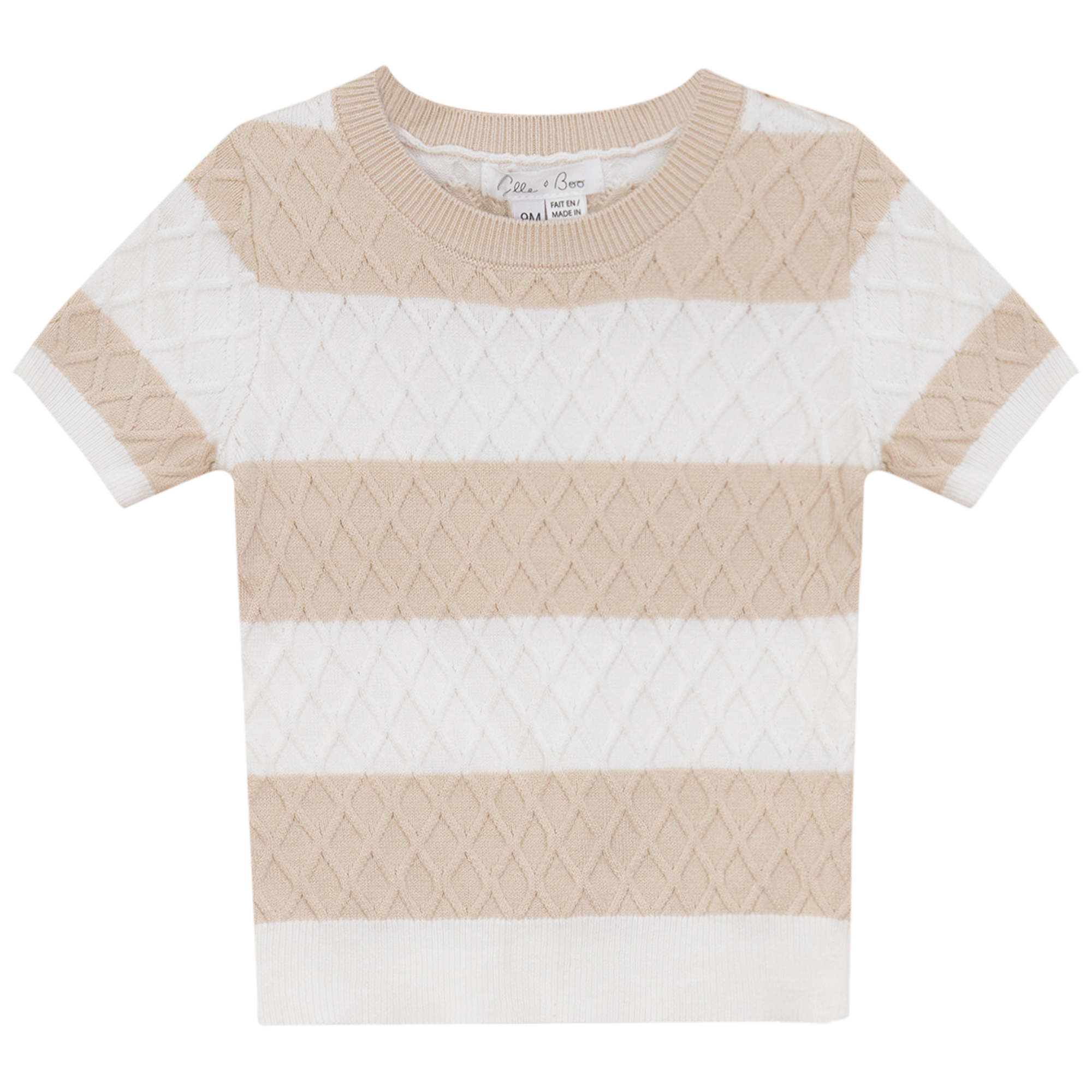 Honeycomb Stripe Knit Top in Dark Almond White by Elle & Boo