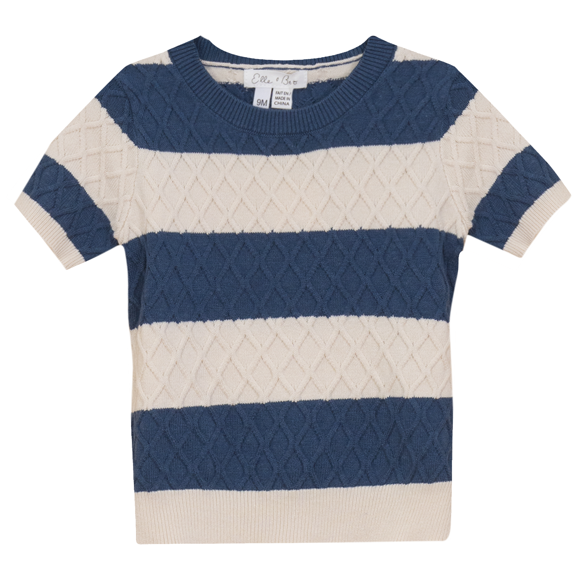 Honeycomb Stripe Knit Top in Indigo Jute by Elle & Boo