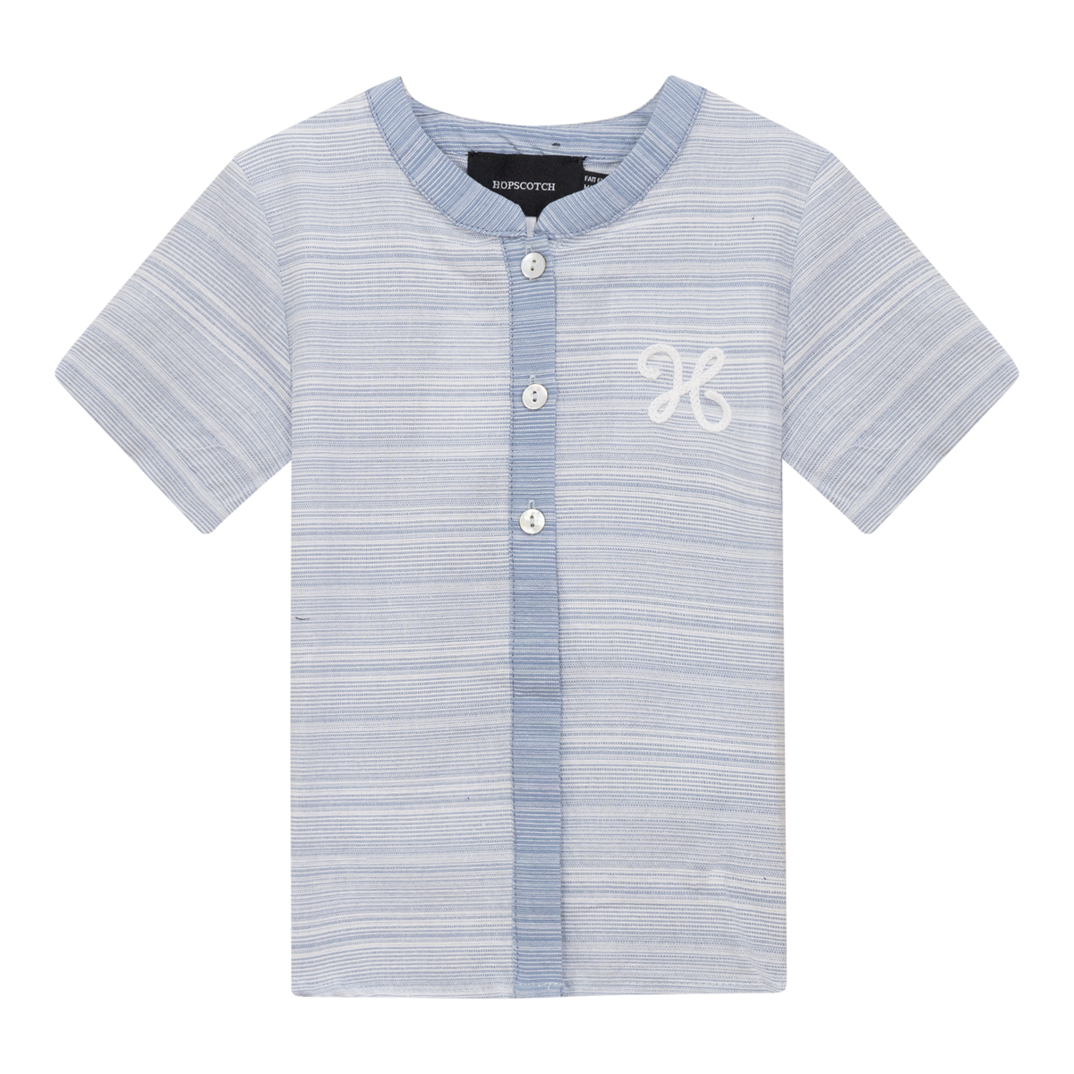 Woven Crinkle Stripe Shirt in Light Blue by Hopscotch