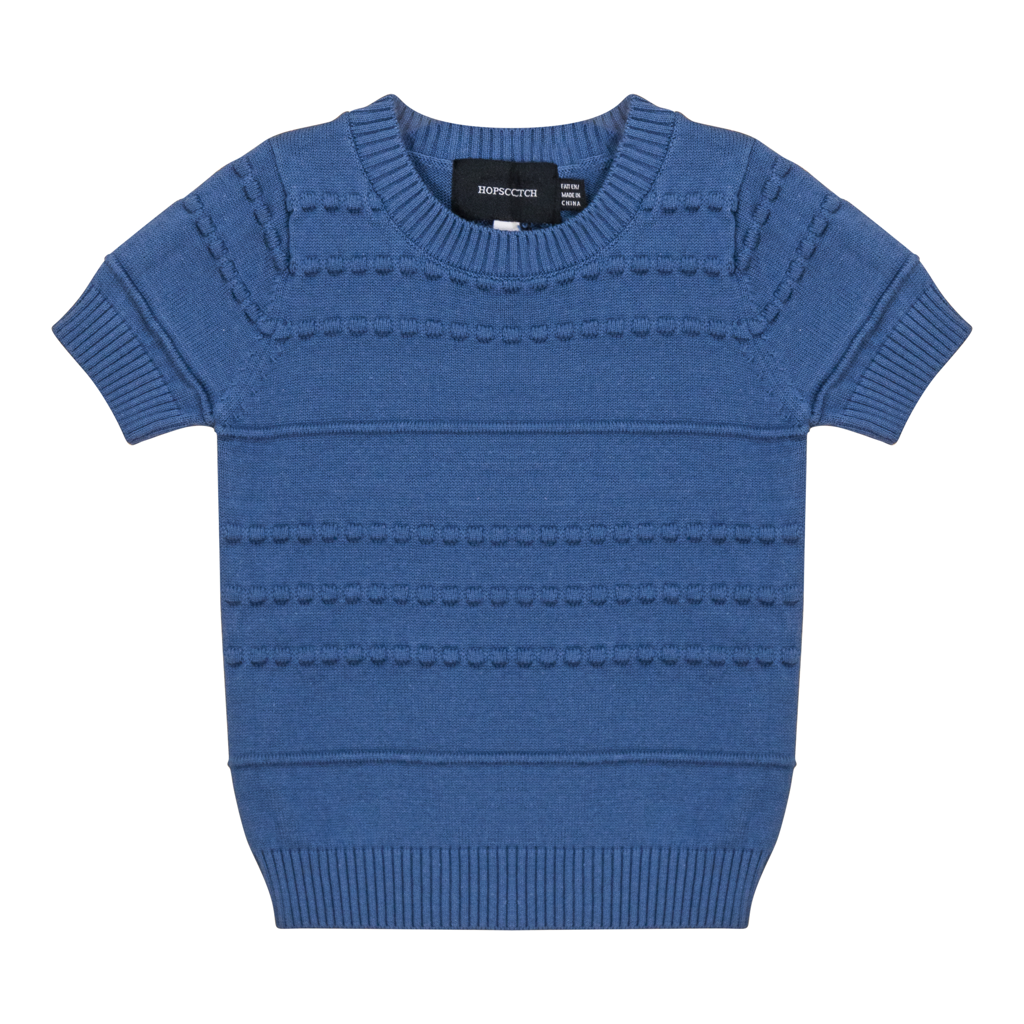 Stripe Knit Textured Sweater in Indigo by Hopscotch