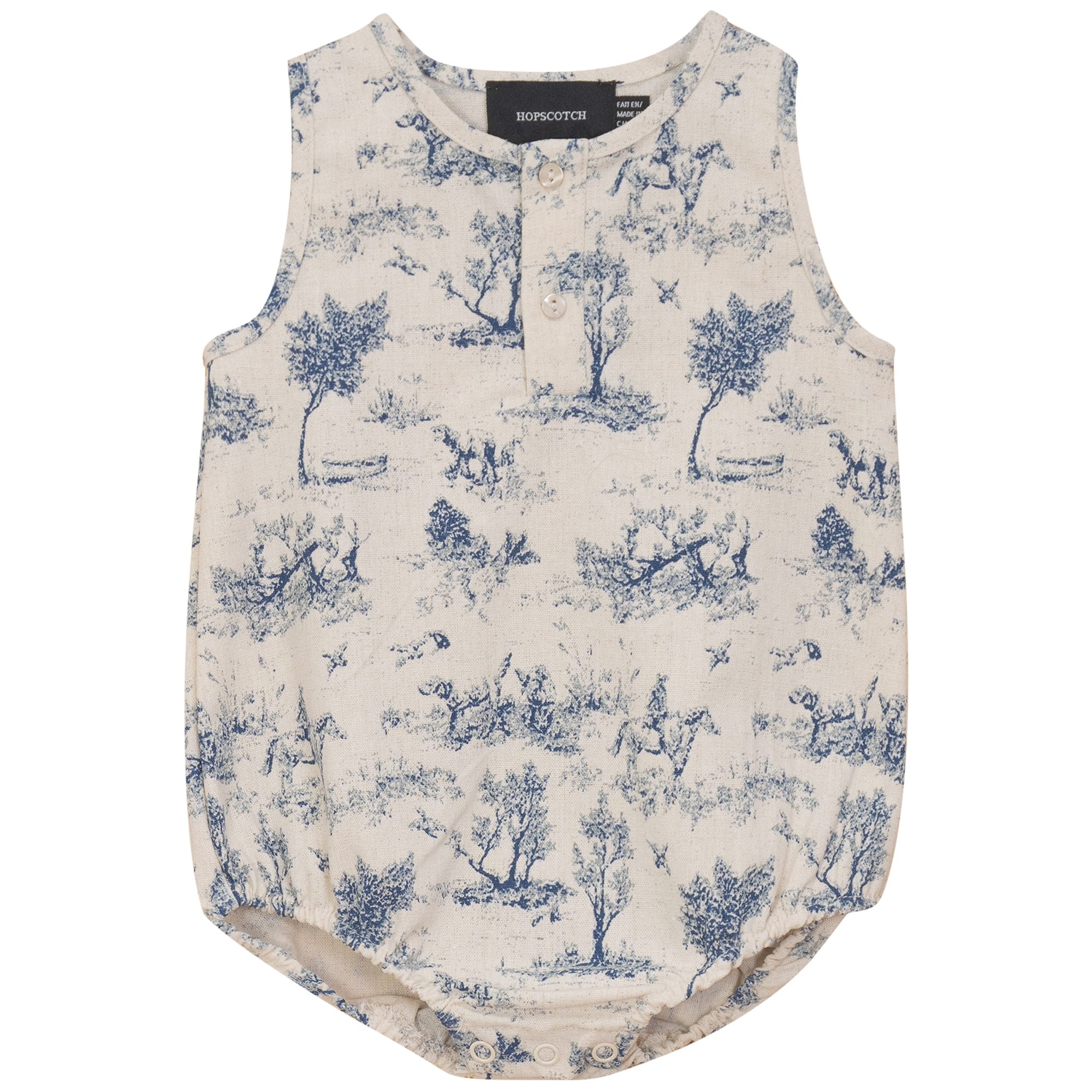Tree Print Romper in Indigo by Hopscotch