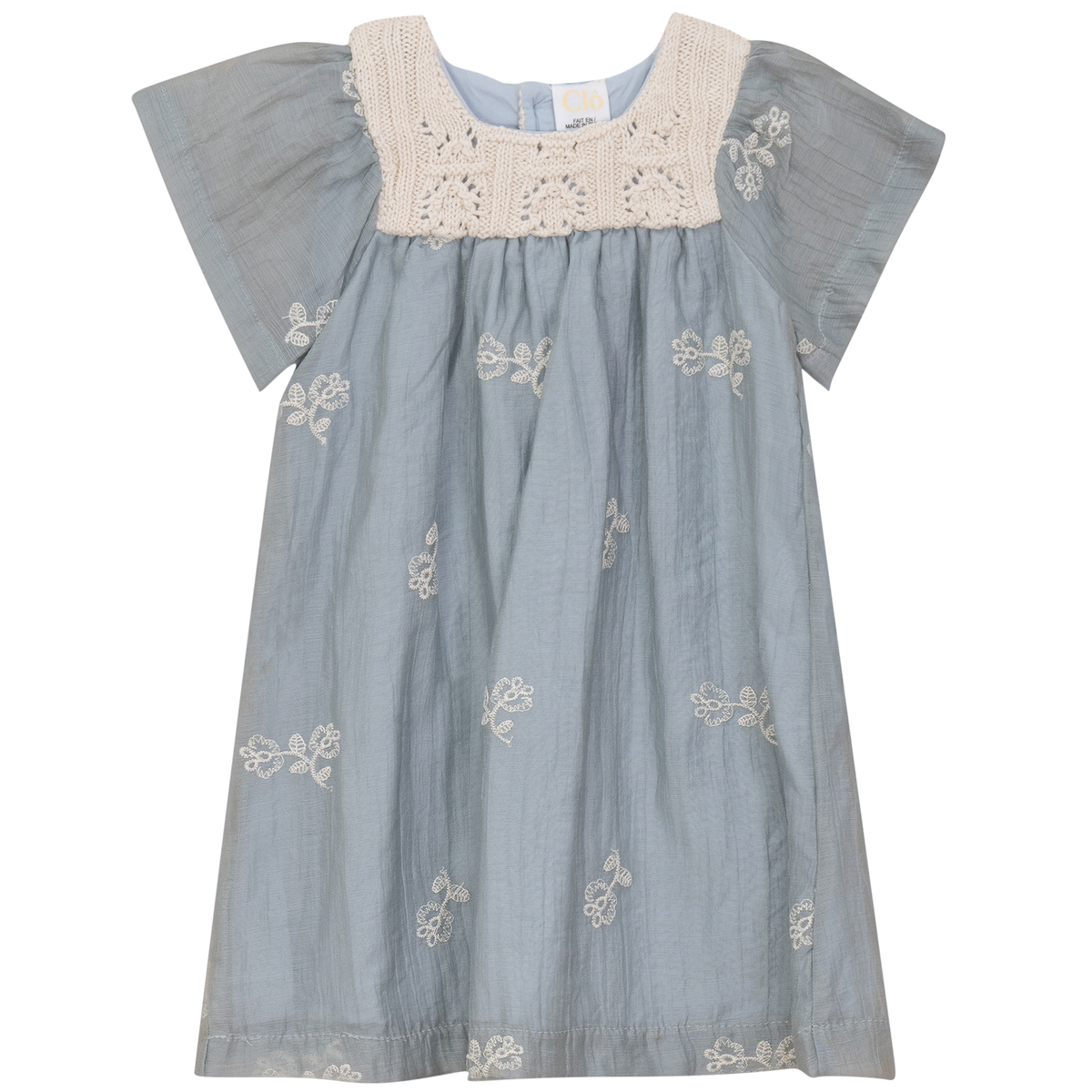 Flower Embroidered Dress in Blue by Clô