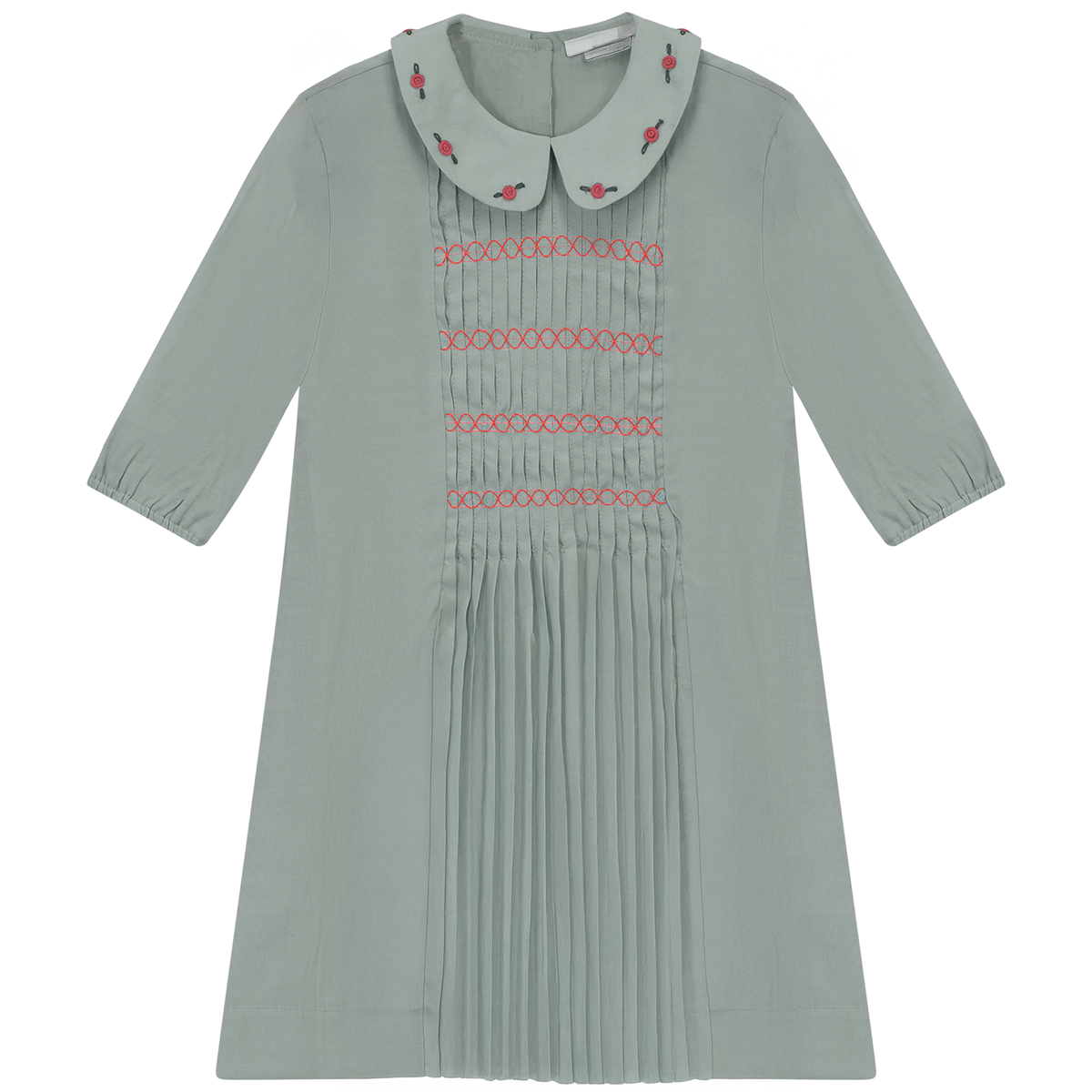 Woven Pleated Dress in Jade by Charlotte & George