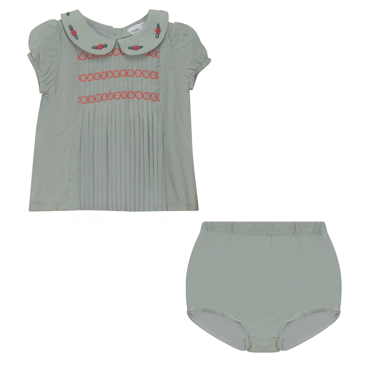 Woven Pleated 2Pc Set in Jade by Charlotte & George