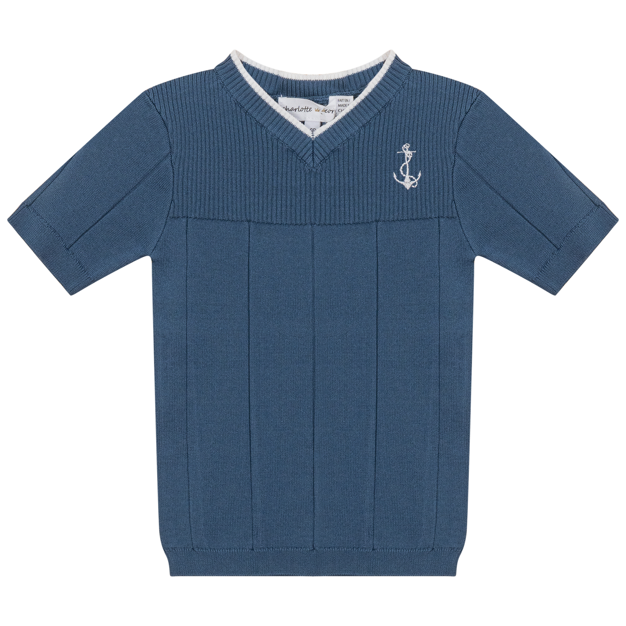 Anchor Embroidered Tshirt in Sapphire by Charlotte & George
