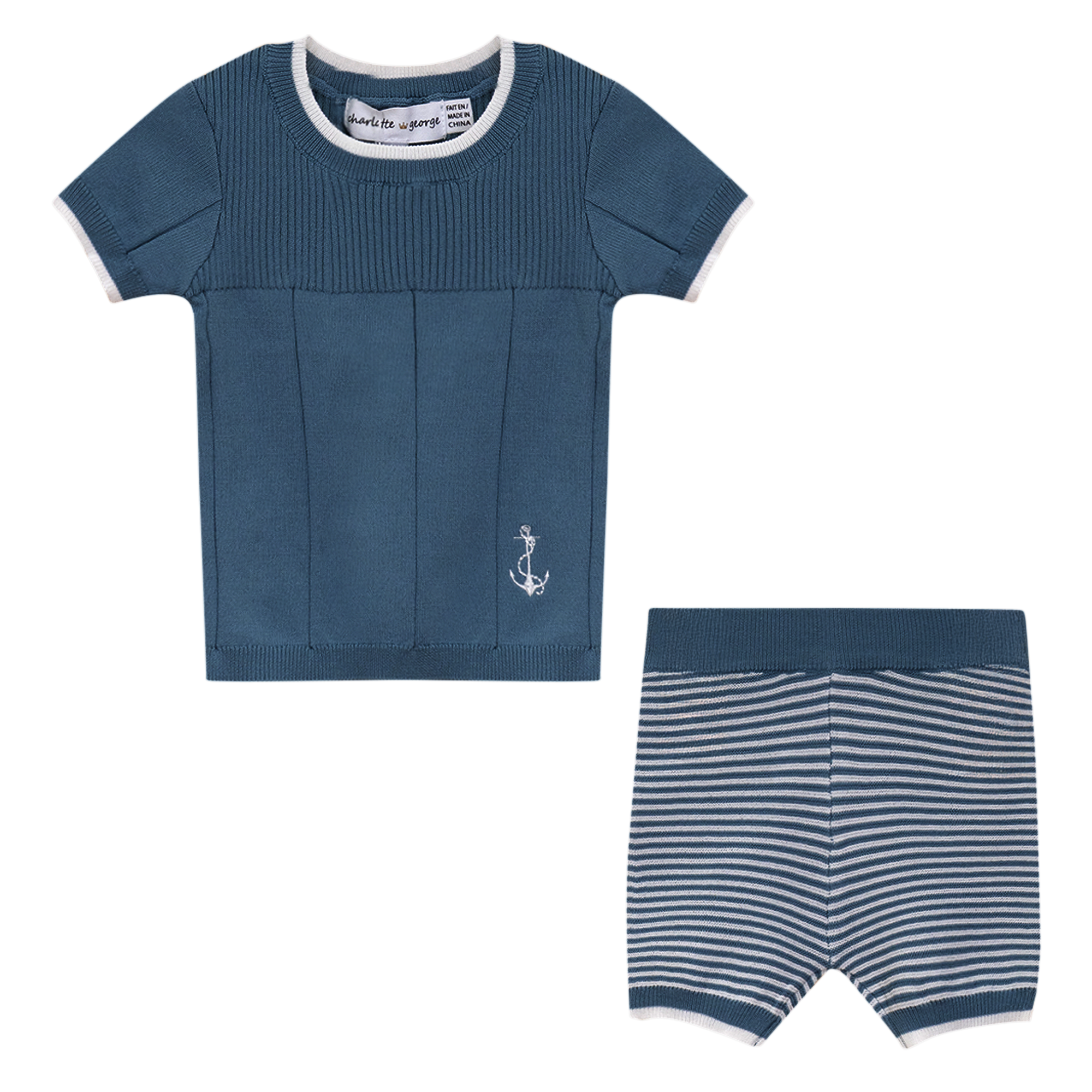 Anchor Embroidered Set in Sapphire by Charlotte & George