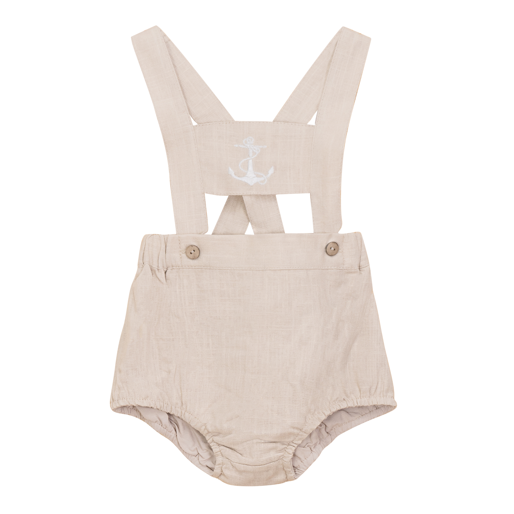 Anchor Embroidered Overall in Oatmeal by Charlotte & George