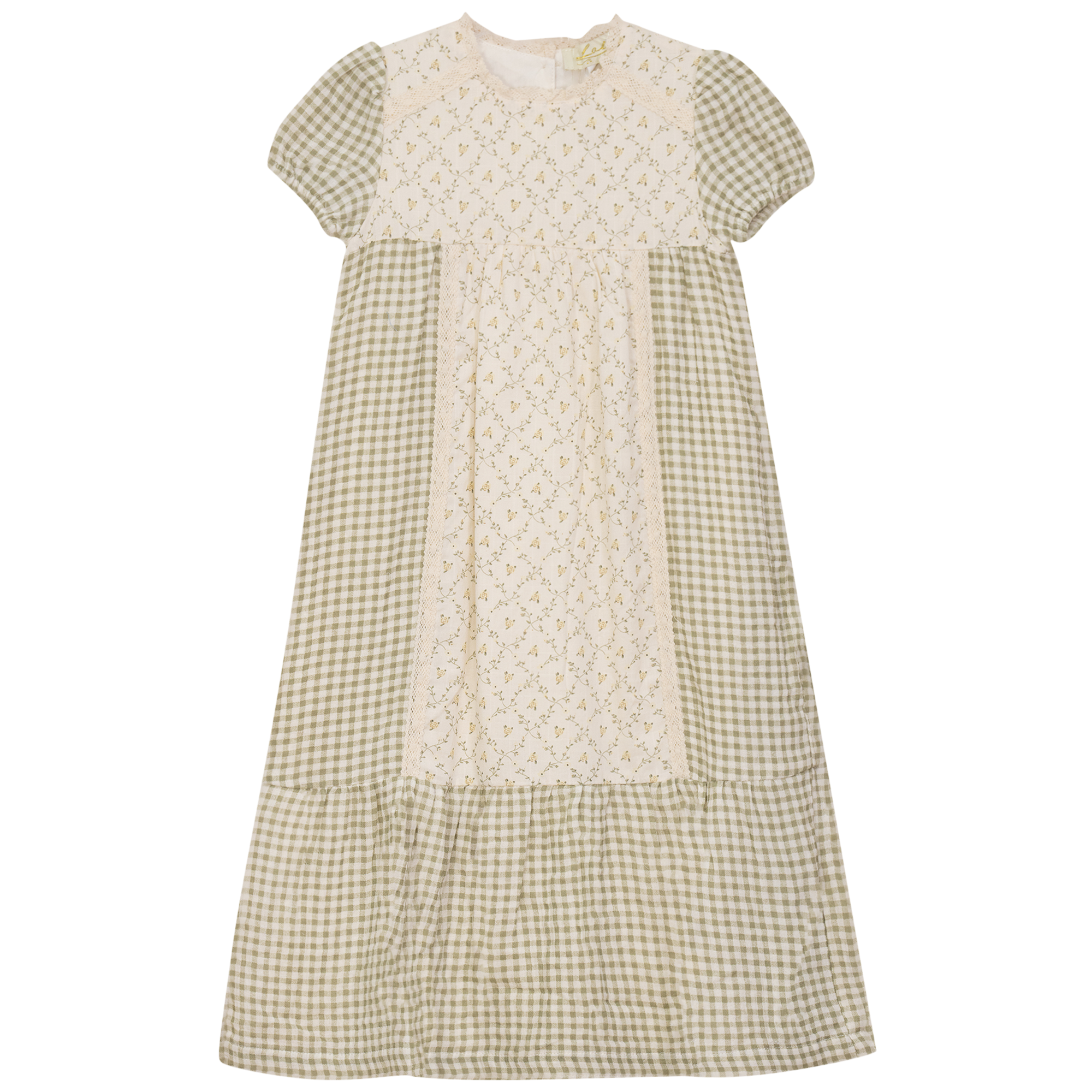 Maxi Dress with Lace Trim in Olive Dijon by Lola