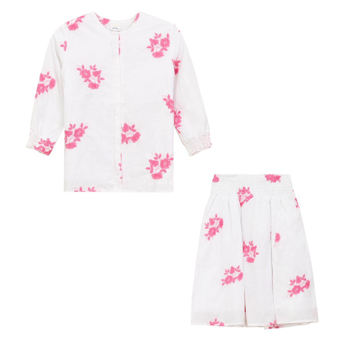 Flower Embroidered 2Pc Set in Pink by Clô