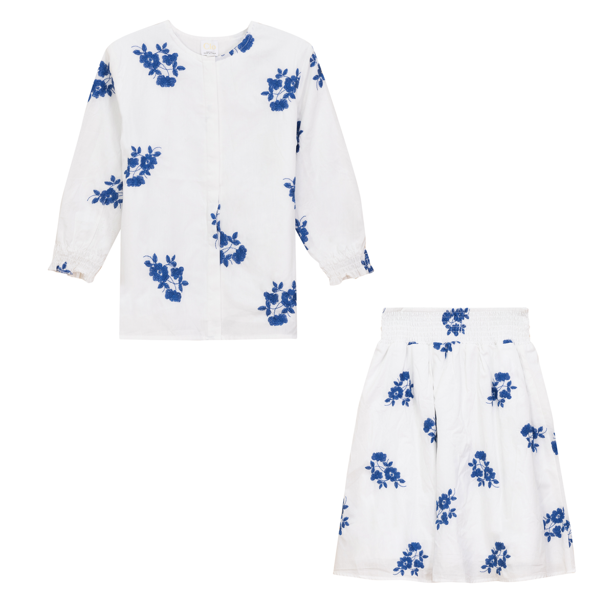 Flower Embroidered 2Pc Set in Royal by Clô
