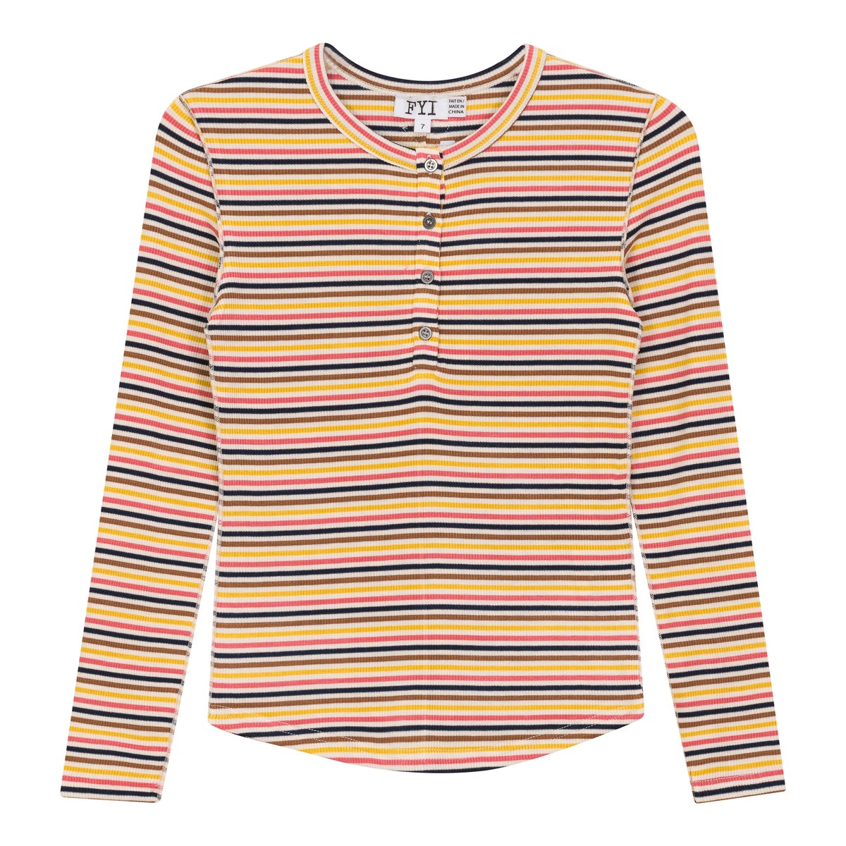 Multi Striped Ribbed Top in Black by FYI