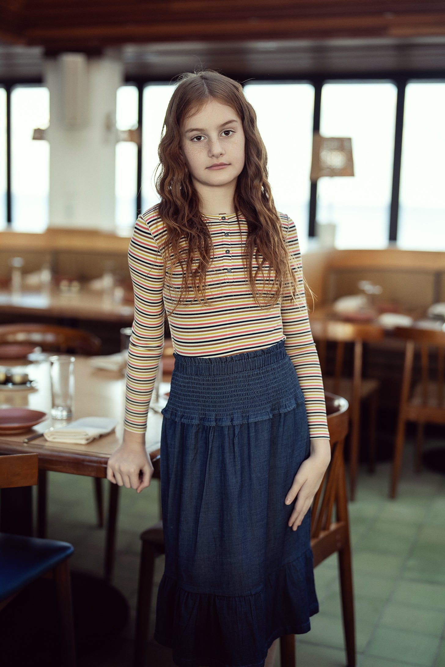 Multi Striped Ribbed Top in by FYI