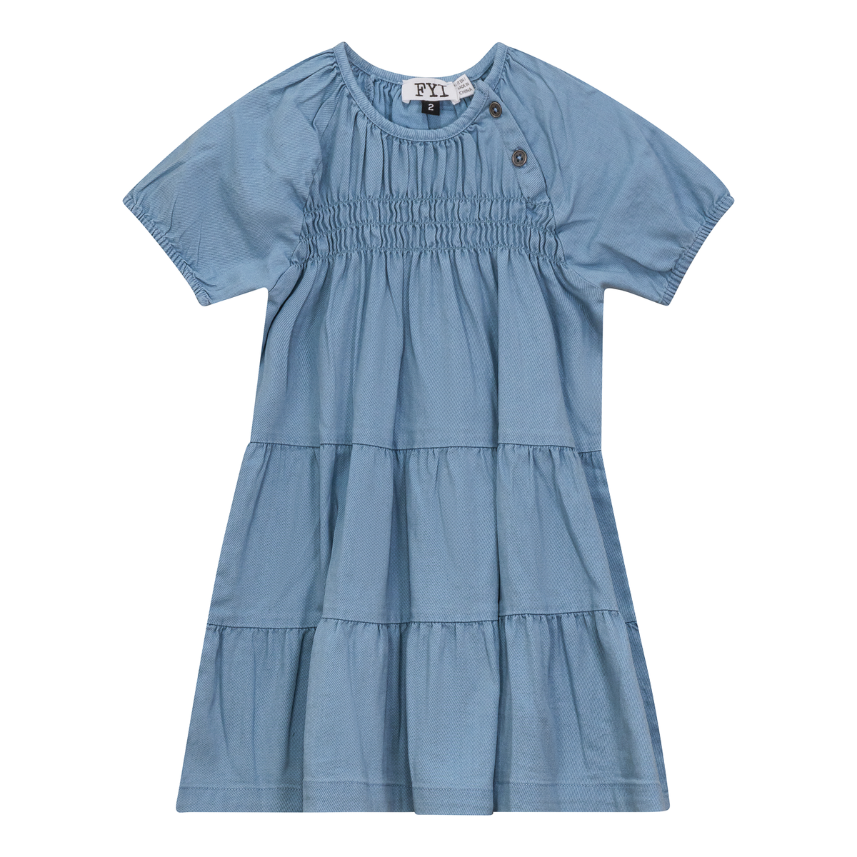 Denim Tiered Dress in Light Denim Wash by FYI