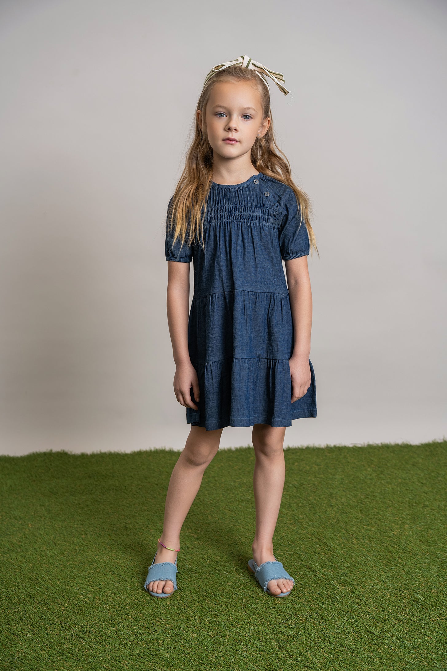 Denim Tiered Dress in by FYI