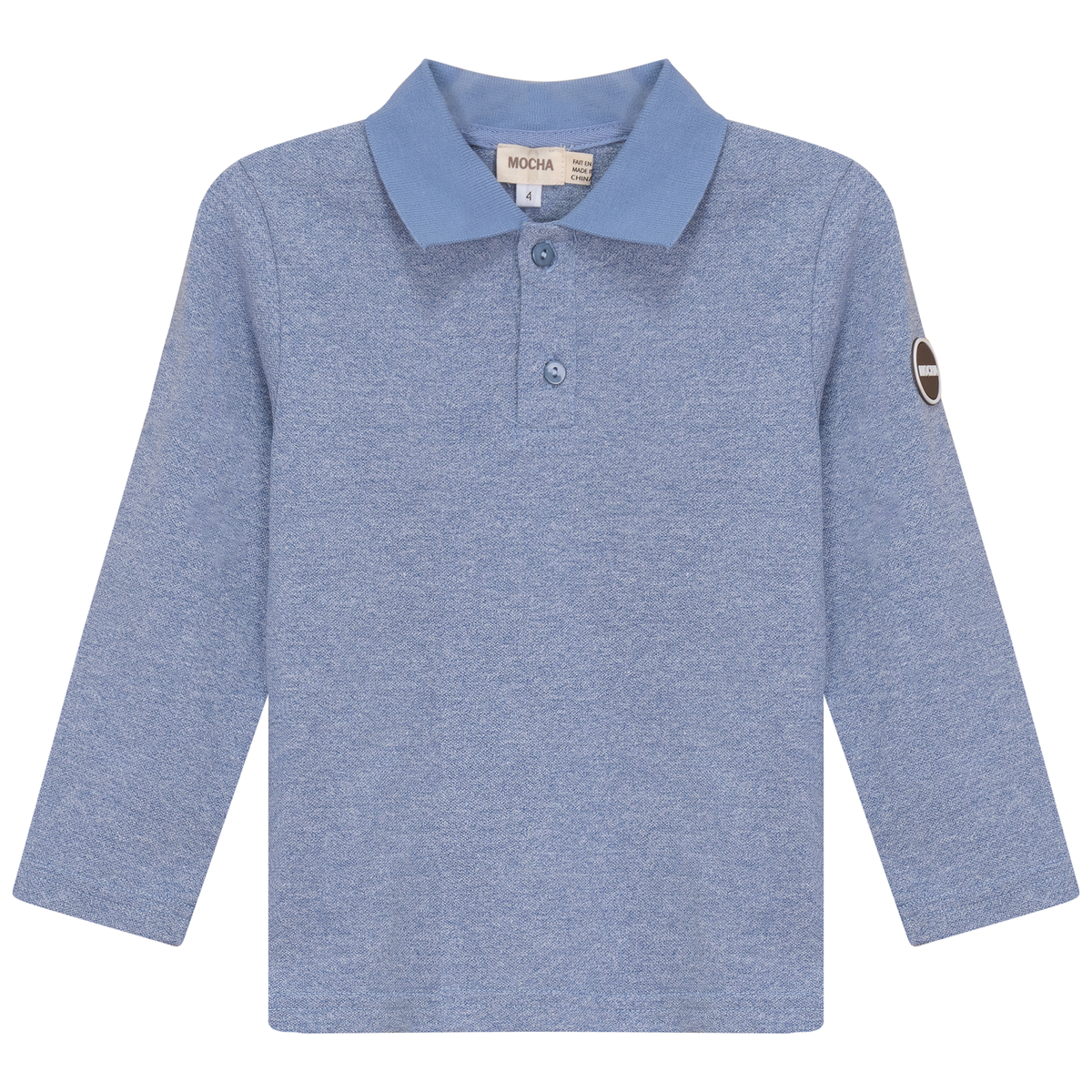 Woven long sleeve Polo in Light Blue Mix by Mocha