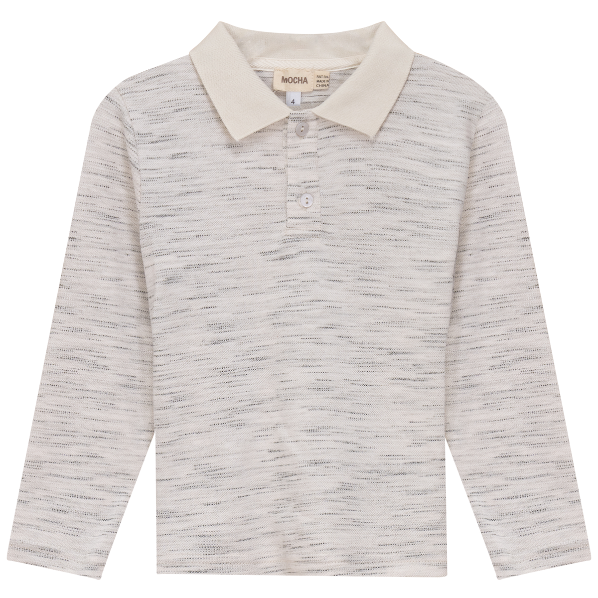 Woven long sleeve Polo in Off White Black by Mocha