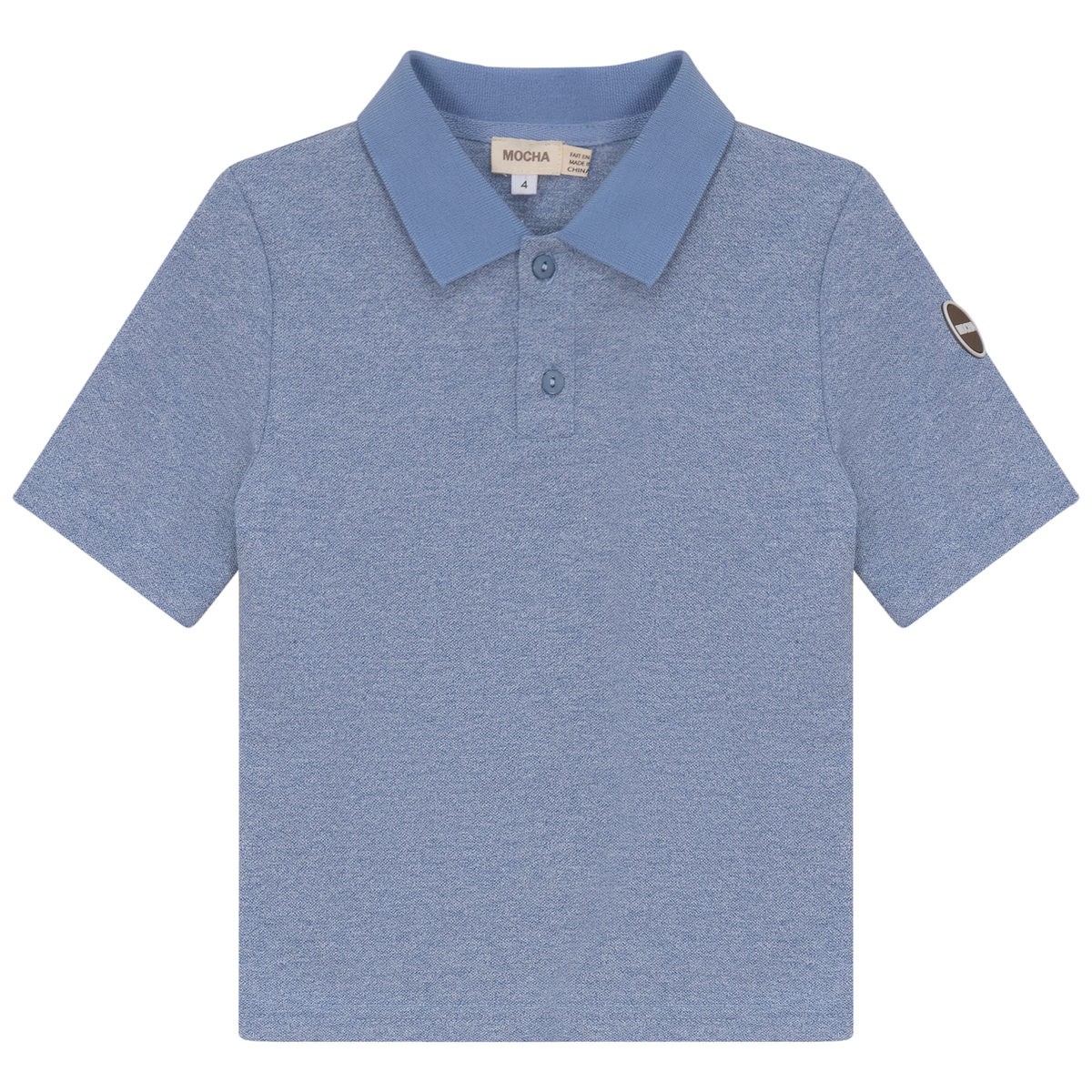 Woven Short Sleeve Polo in Light Blue Mix by Mocha