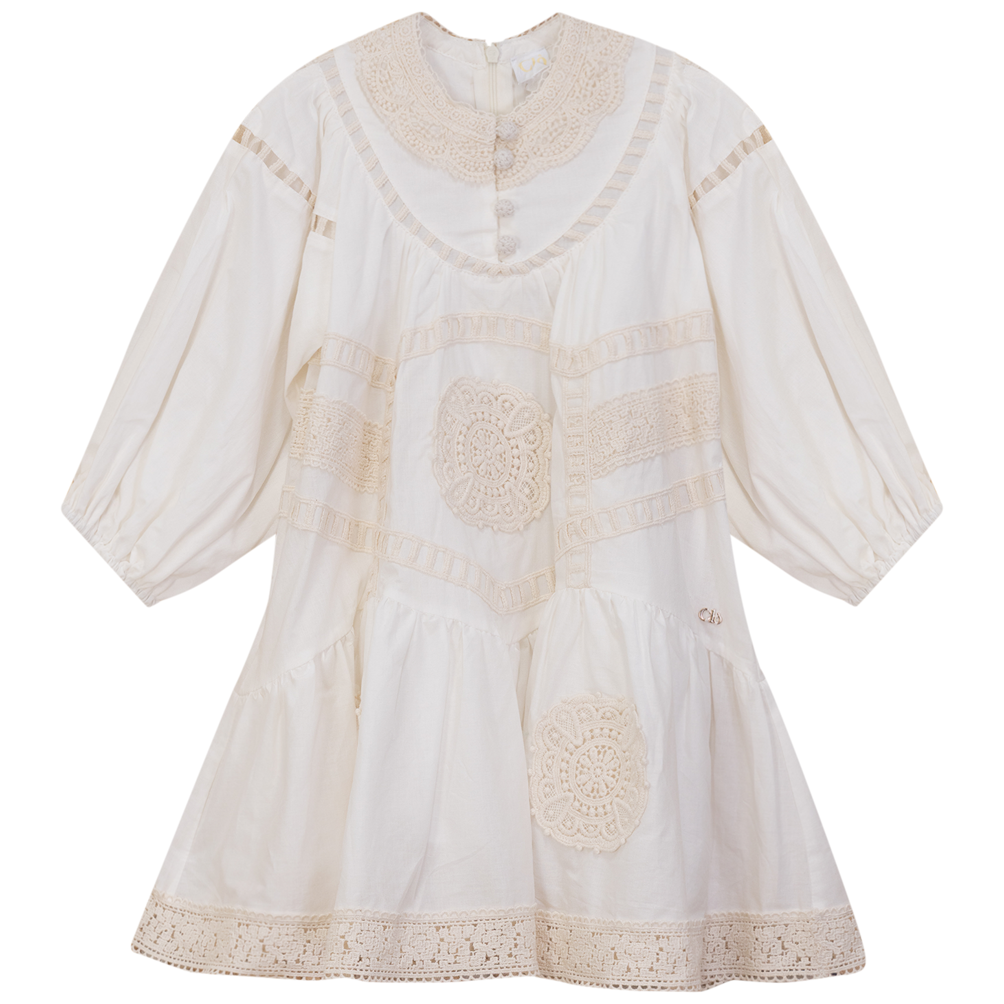 Woven Lace Dress in Off White by Clô