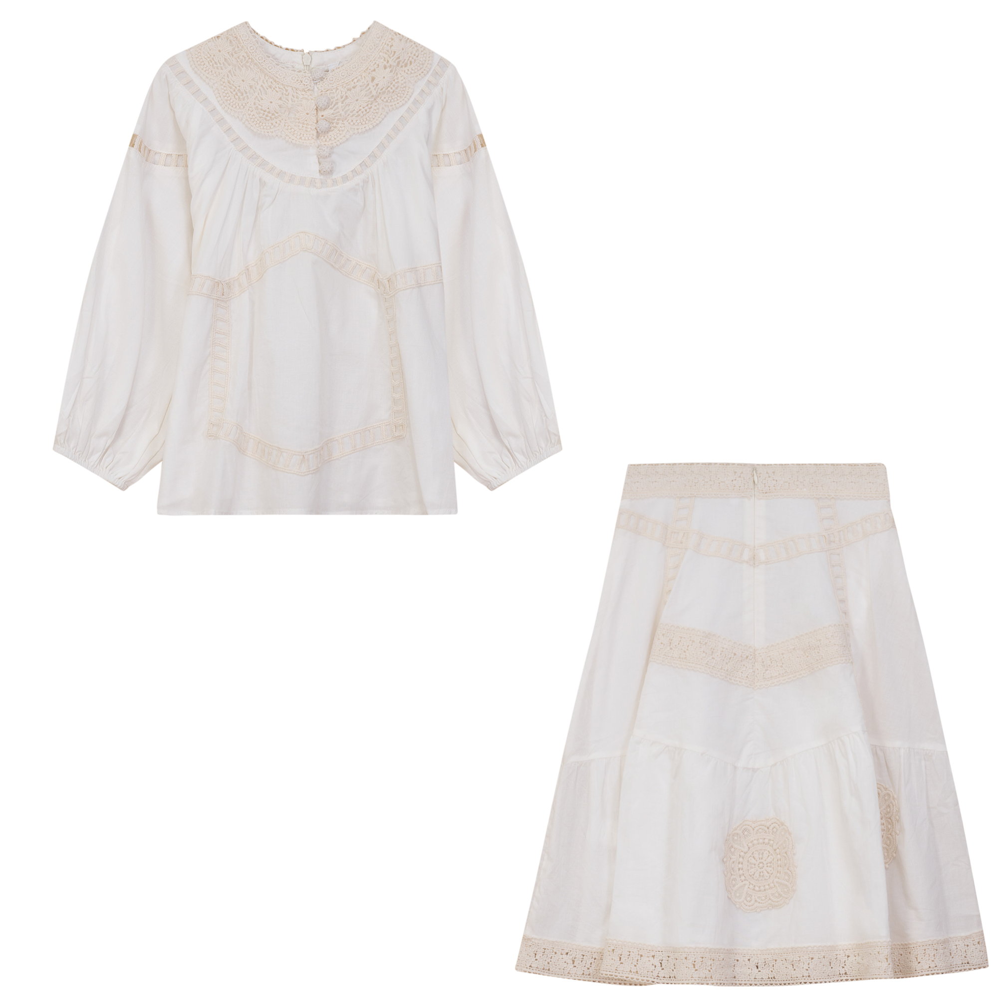 Woven Lace 2Pc Set in Off White by Clô