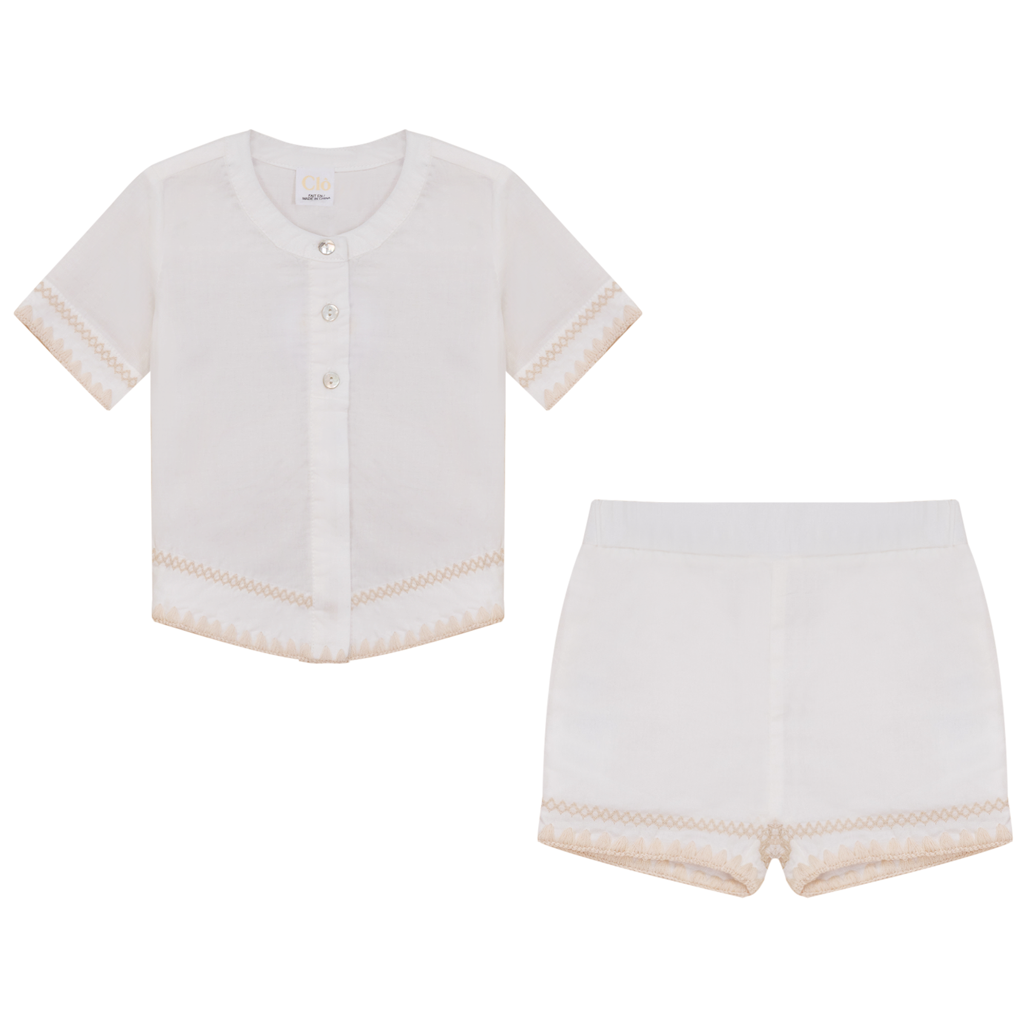 Cotton 2Pc Set in Off White by Clô