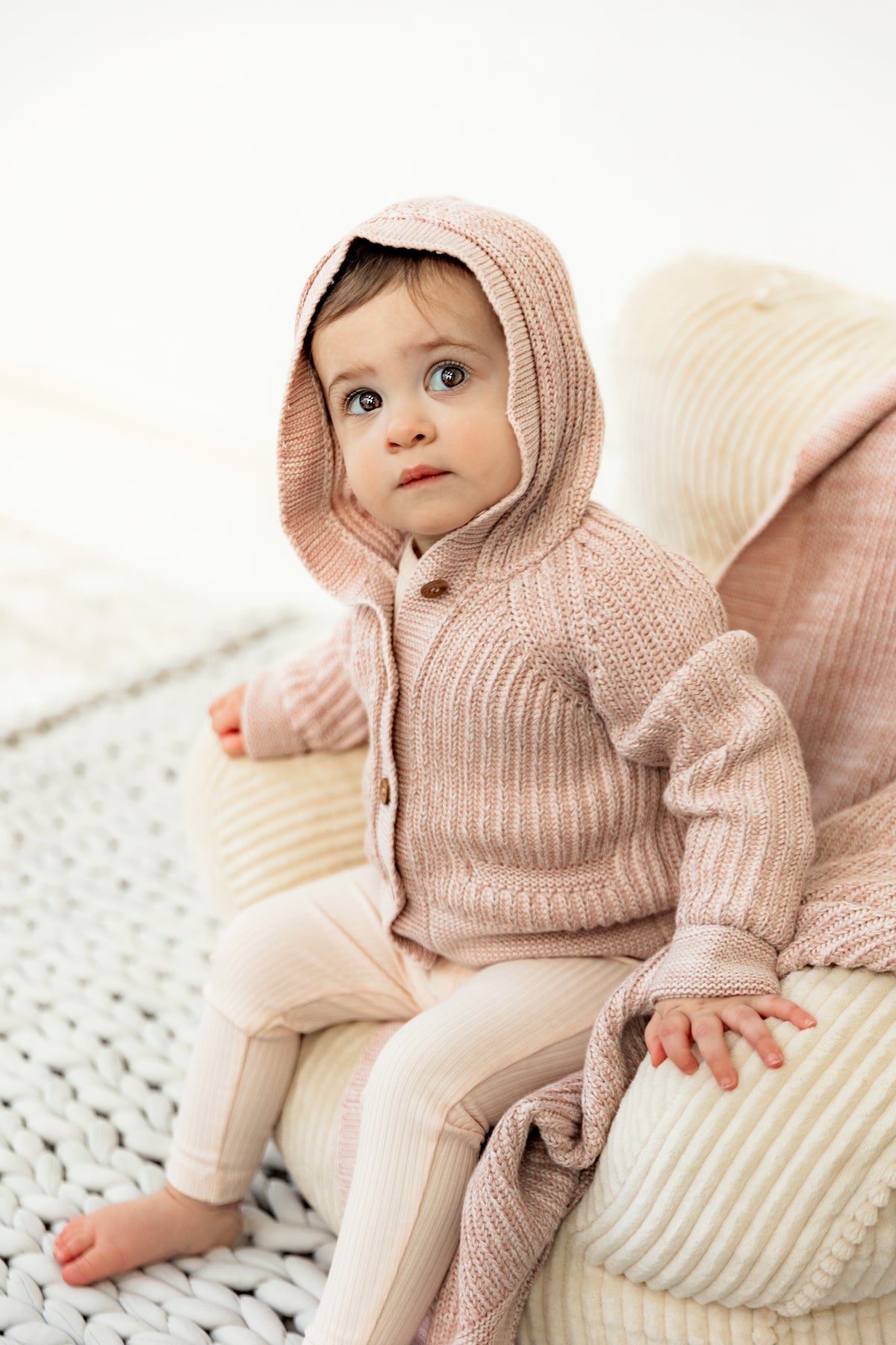 Knit Hooded Jacket in Denim by Fragile