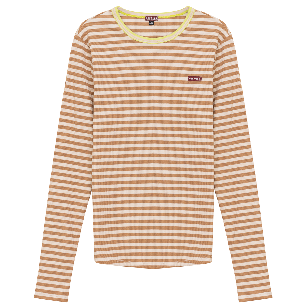 Striped Rib Top in Camel by 5 Stars