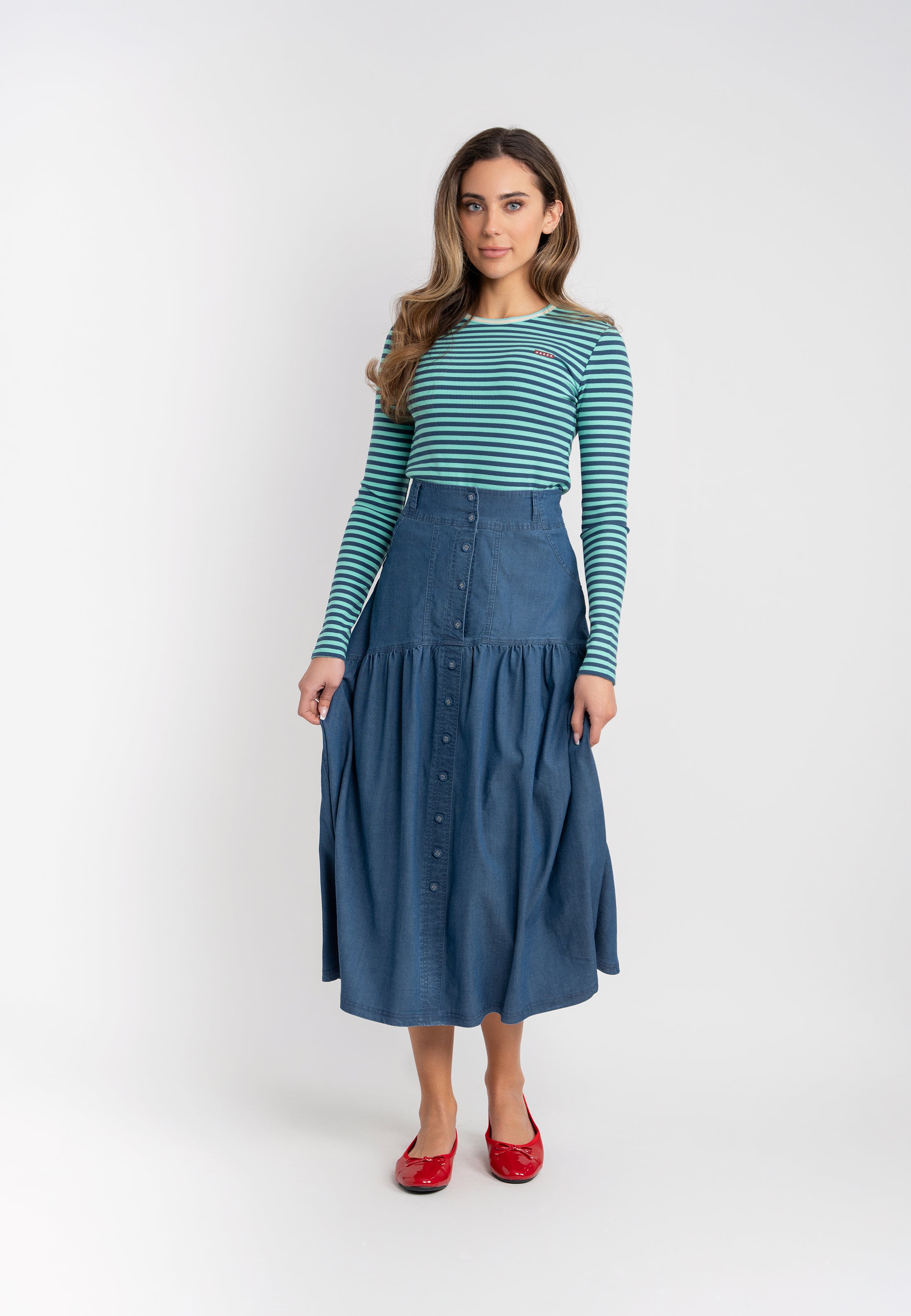 Striped Rib Top in by 5 Stars