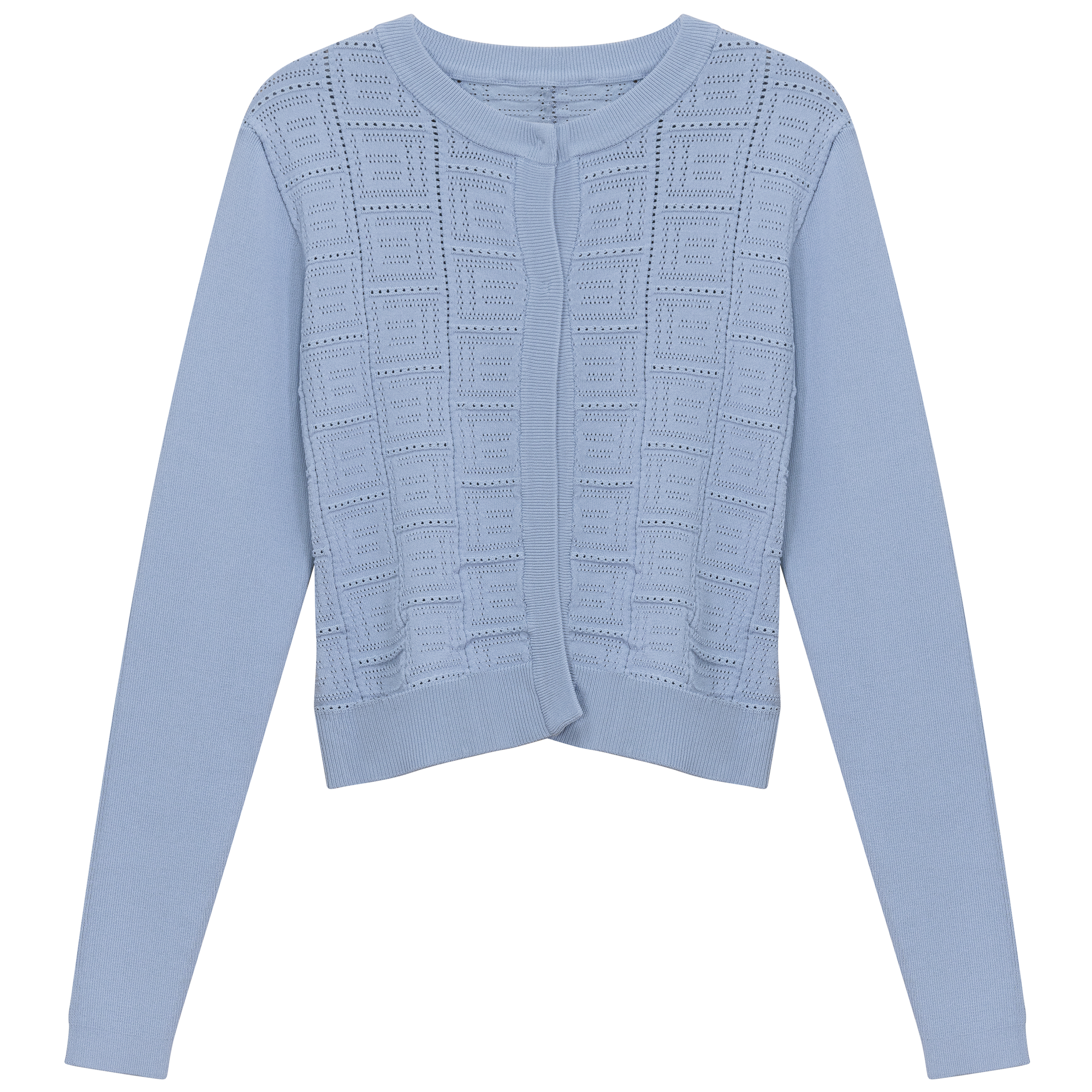 Pointelle Knit Crop Cardigan in Blue by Aspect
