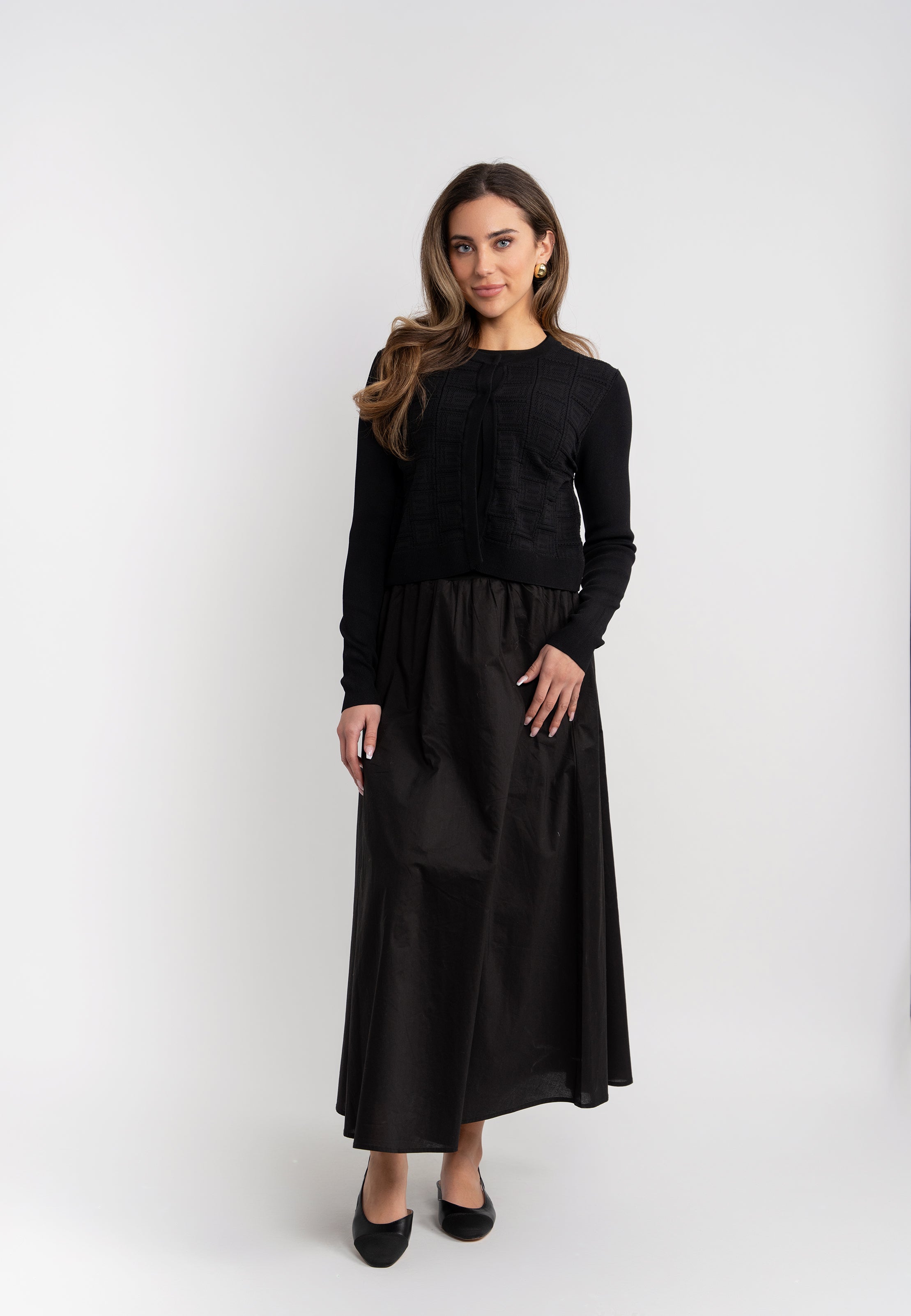 Pointelle Knit Crop Cardigan in by Aspect