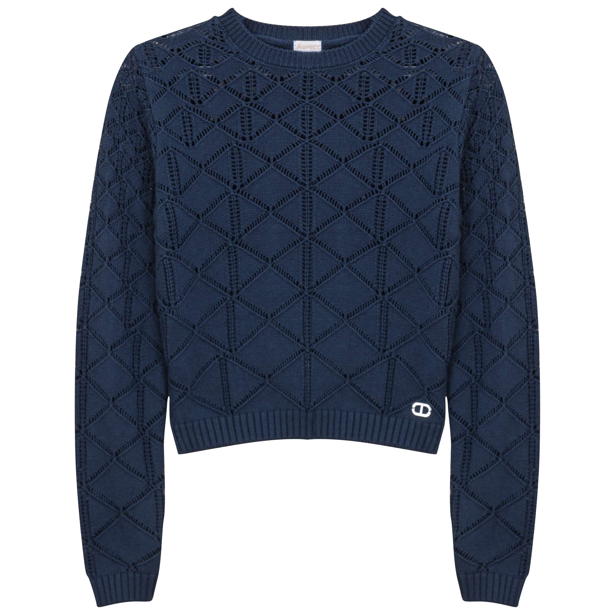 Knit Lace Textured Sweater in Navy by Aspect