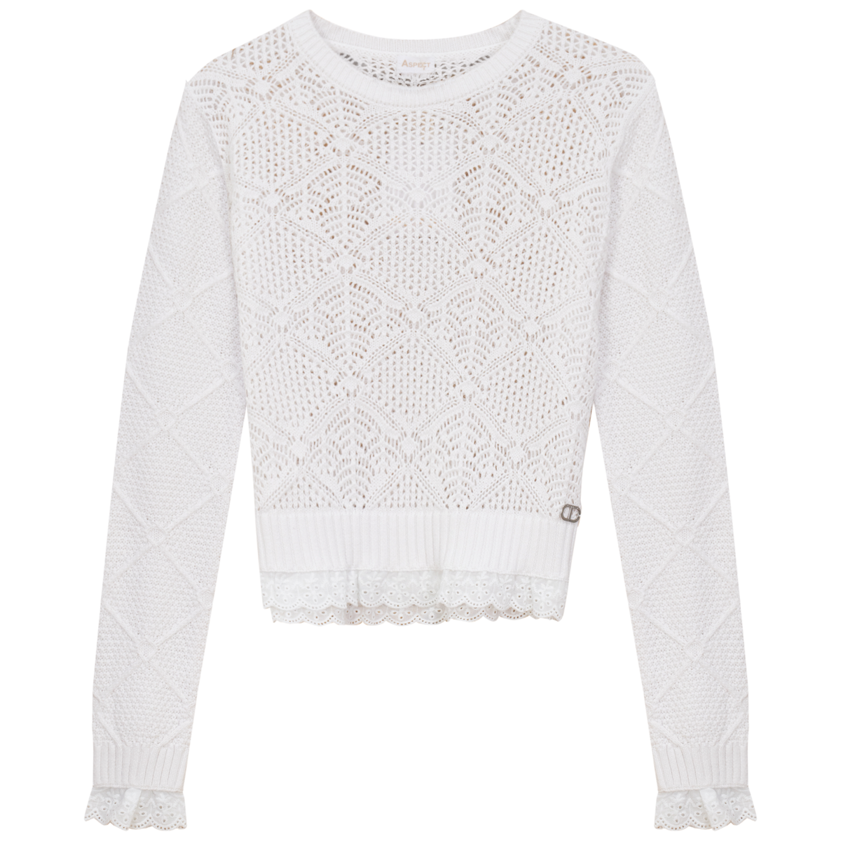 Diamond Knit Top in White by Aspect