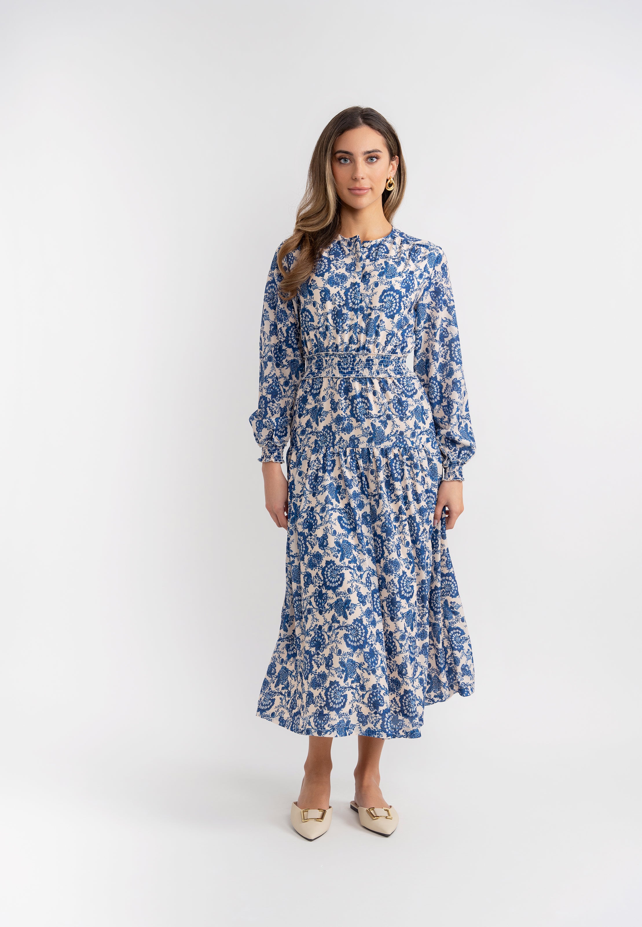 Woven Printed Midi Dress in by Aspect