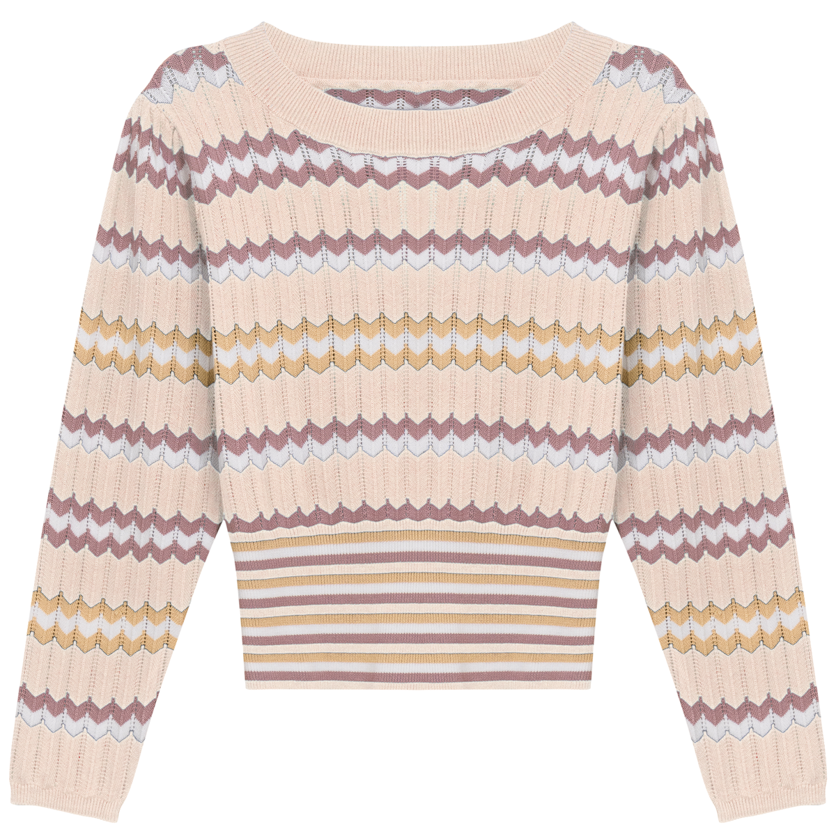 Zig Zag Striped Sweater in Wheat by Aspect