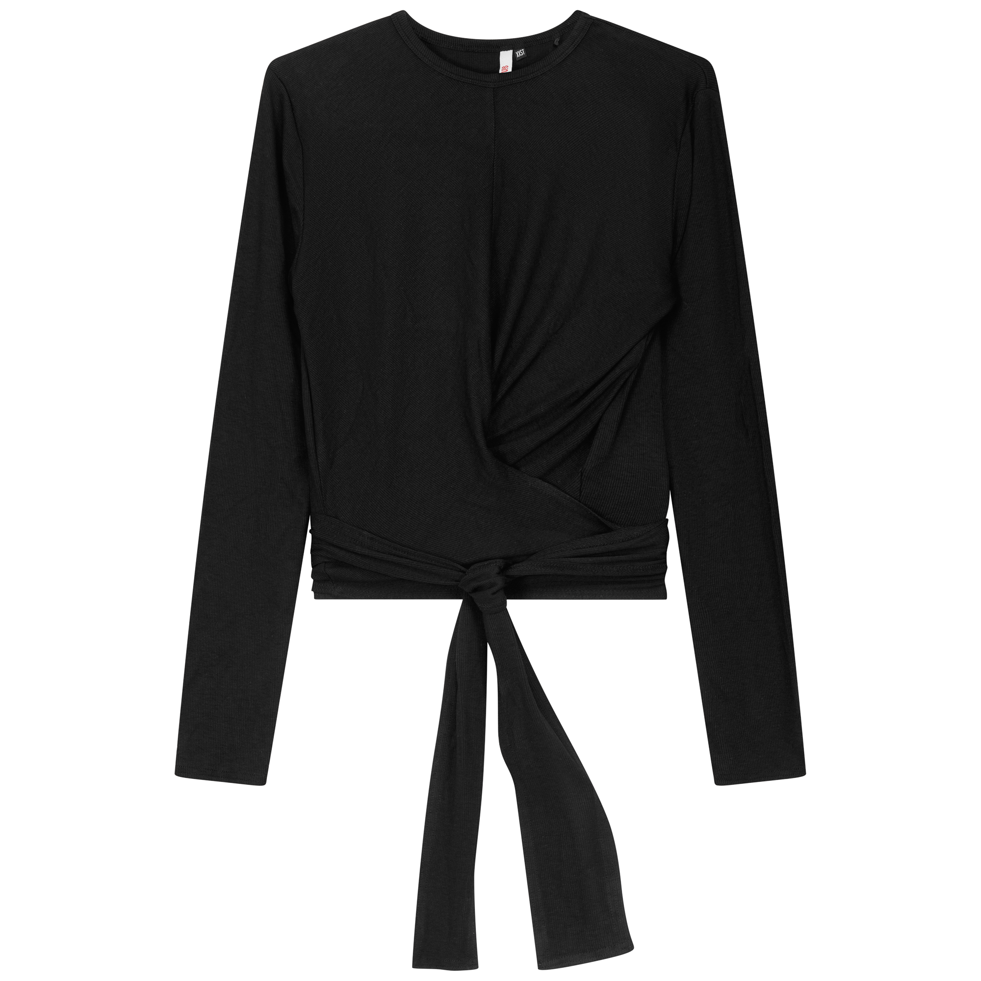 Ribbed Wrap Top in Black by Ginger