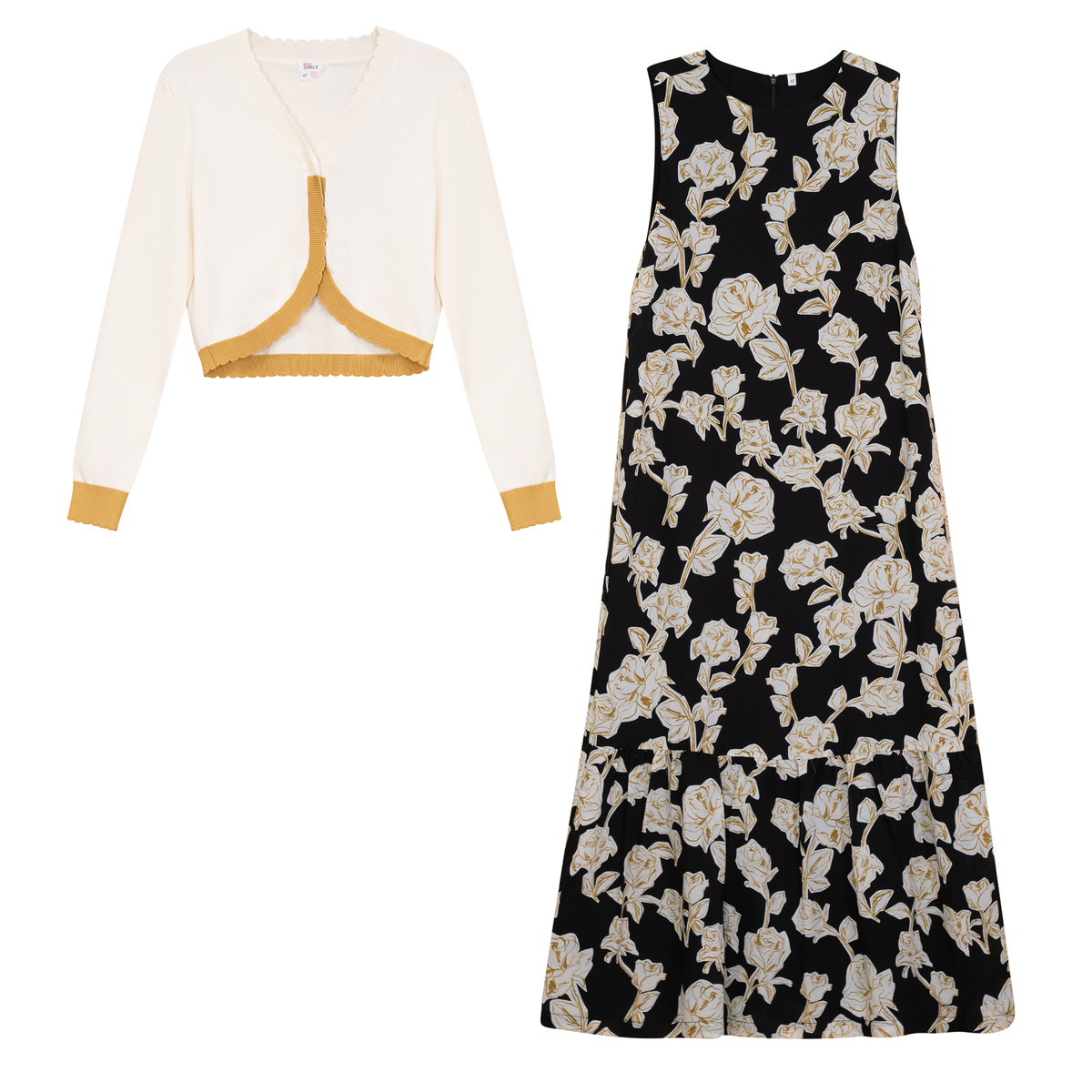 Jumper Set with Cardigan in Mustard by Aspect