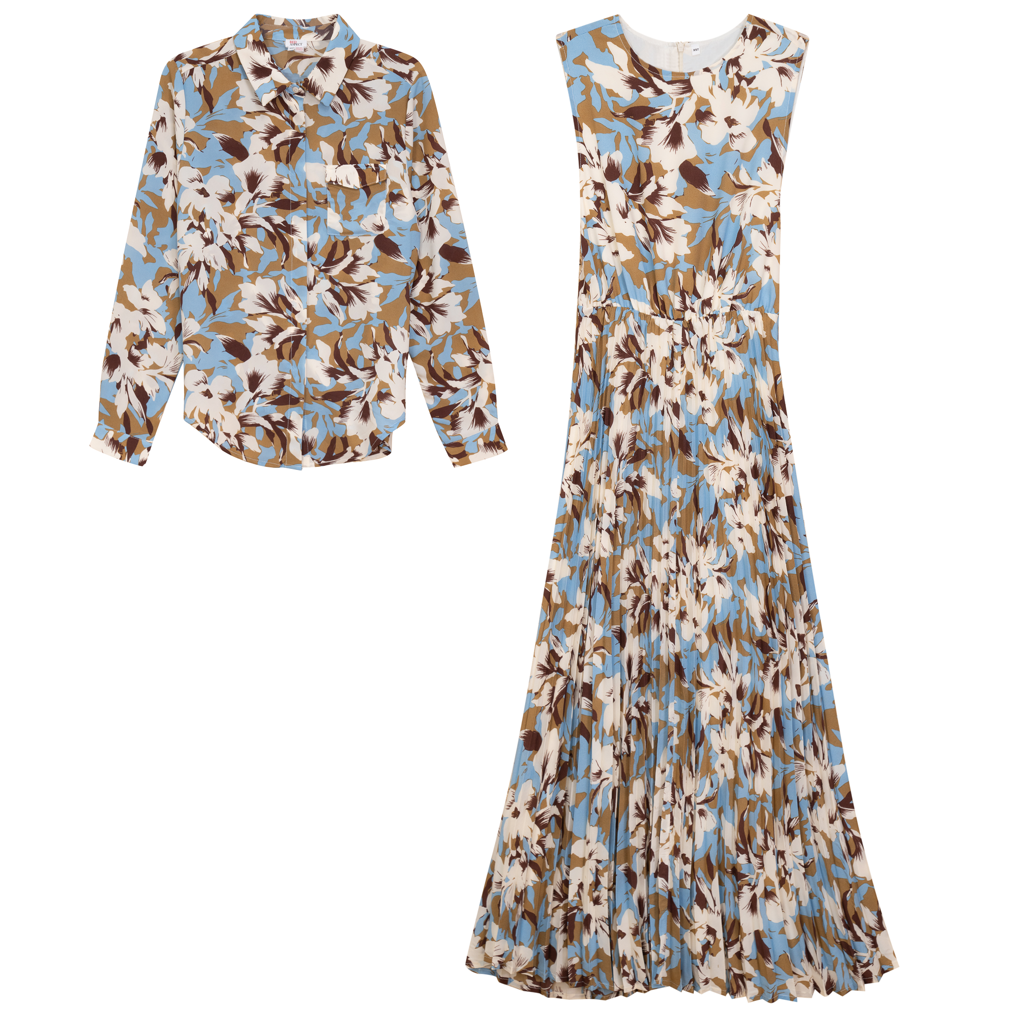 Pleated jumper with Blouse Set in Blue by Aspect