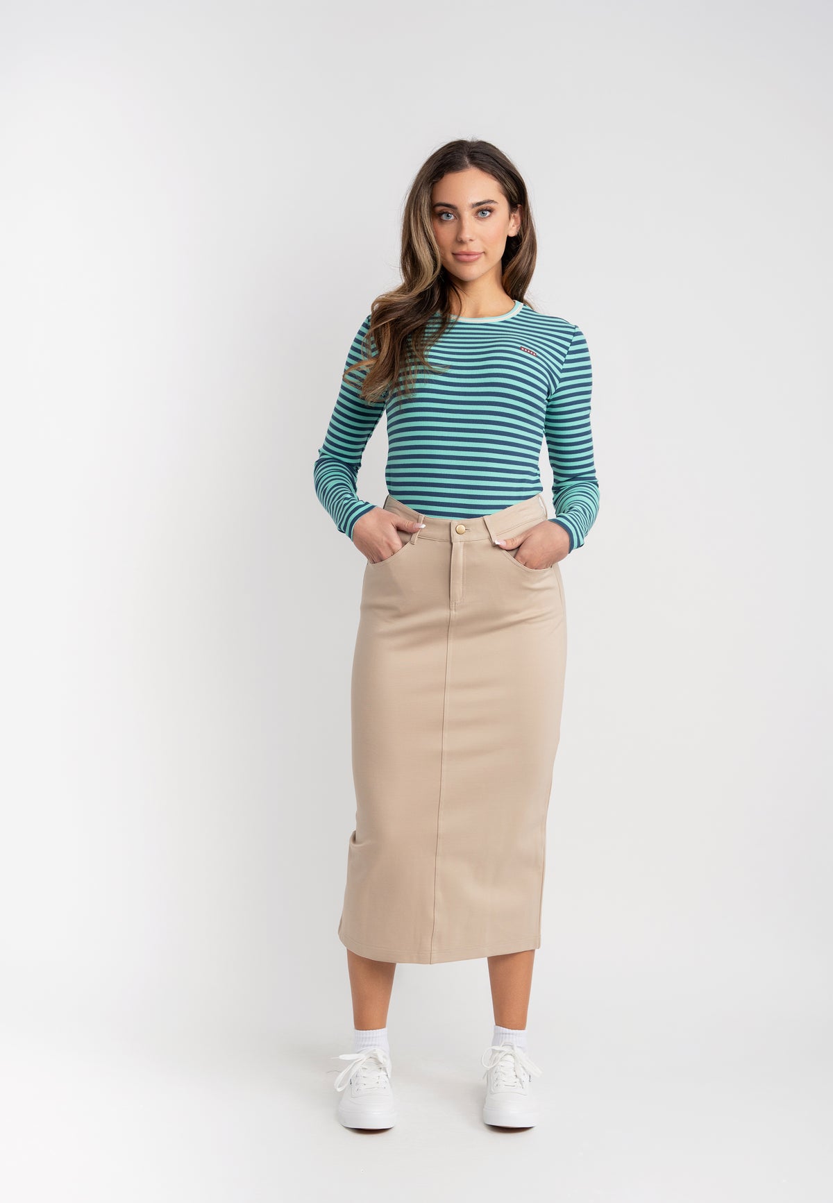 Ponte Midi Skirt in by Aspect