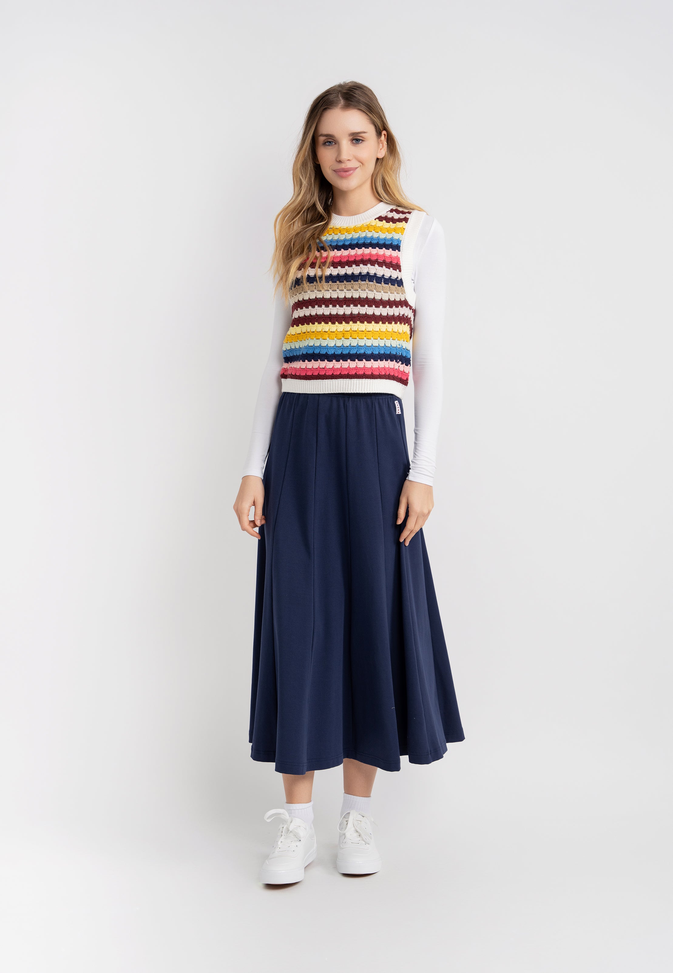 Ribbed Midi Panel Skirt in by 5 Stars