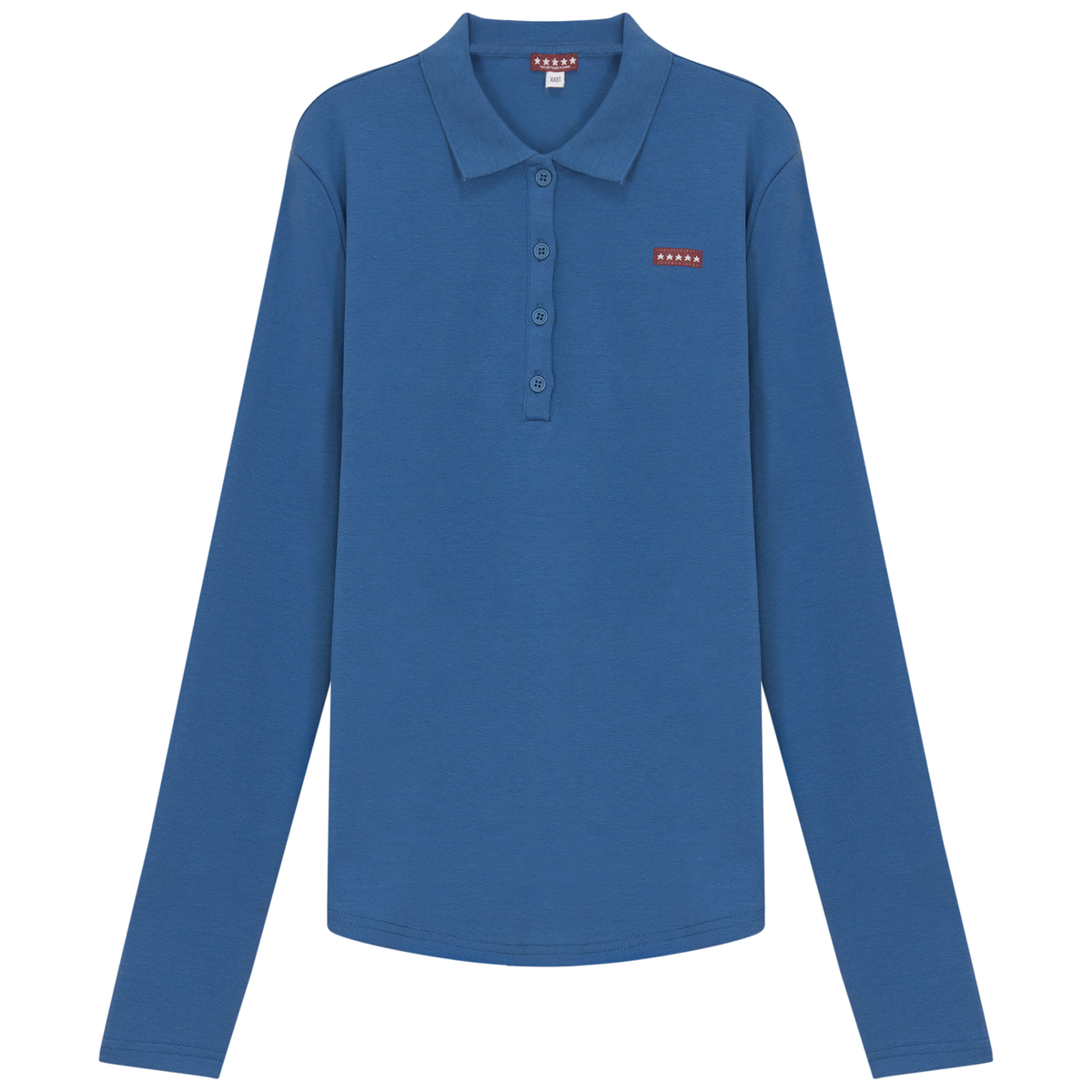 Fine Rib Polo Top in Light Denim by 5 Stars