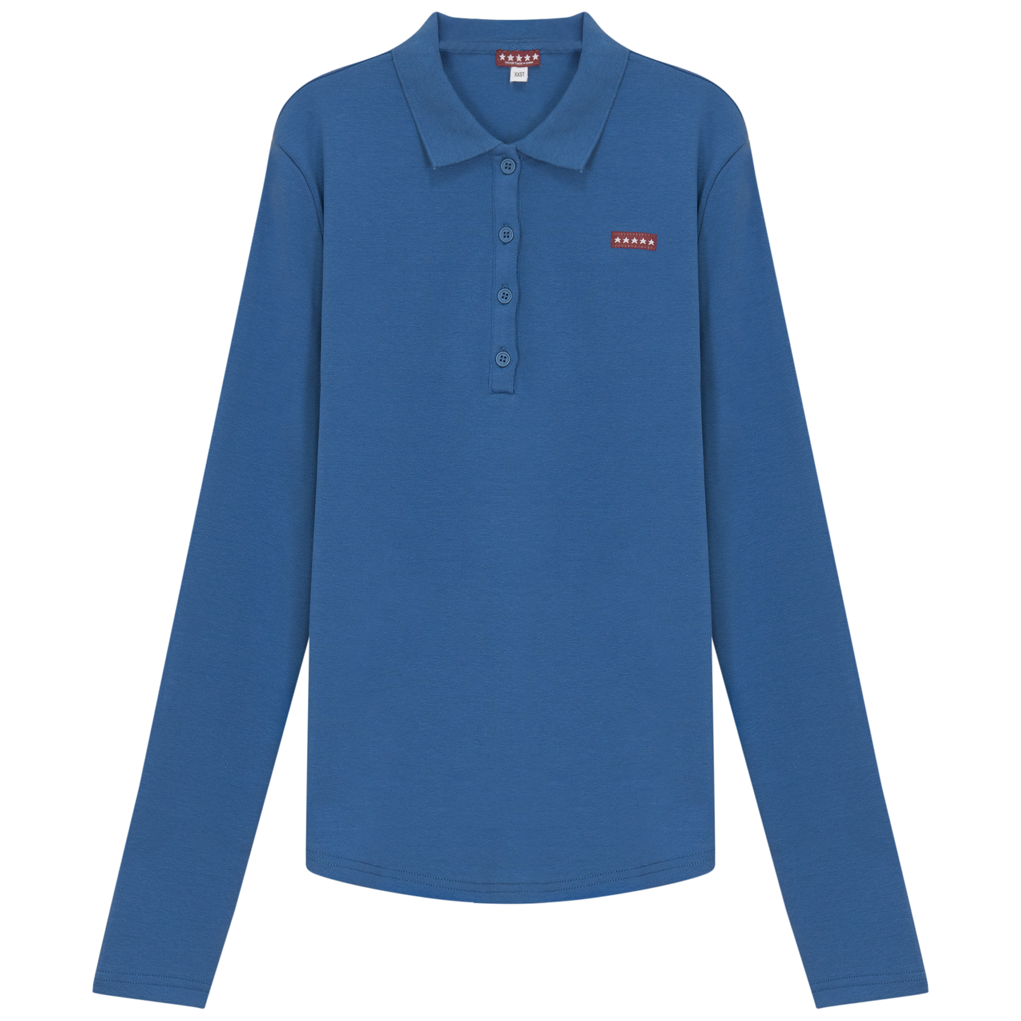 Fine Rib Polo Top in Light Denim by 5 Stars