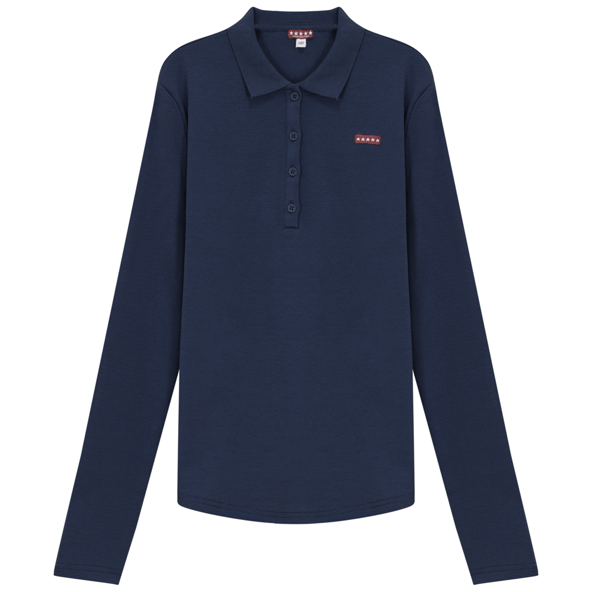 Fine Rib Polo Top in Navy by 5 Stars