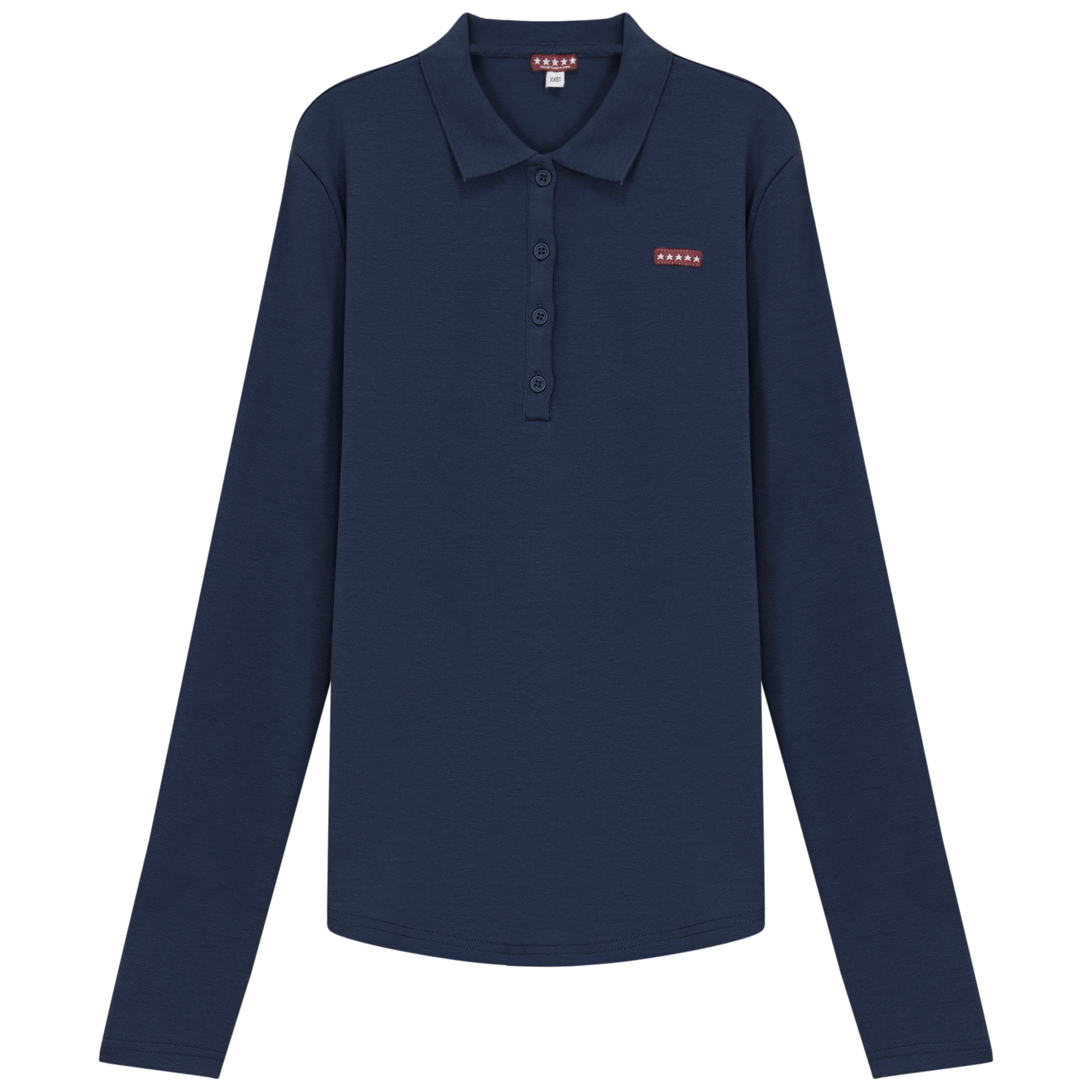 Fine Rib Polo Top in Navy by 5 Stars