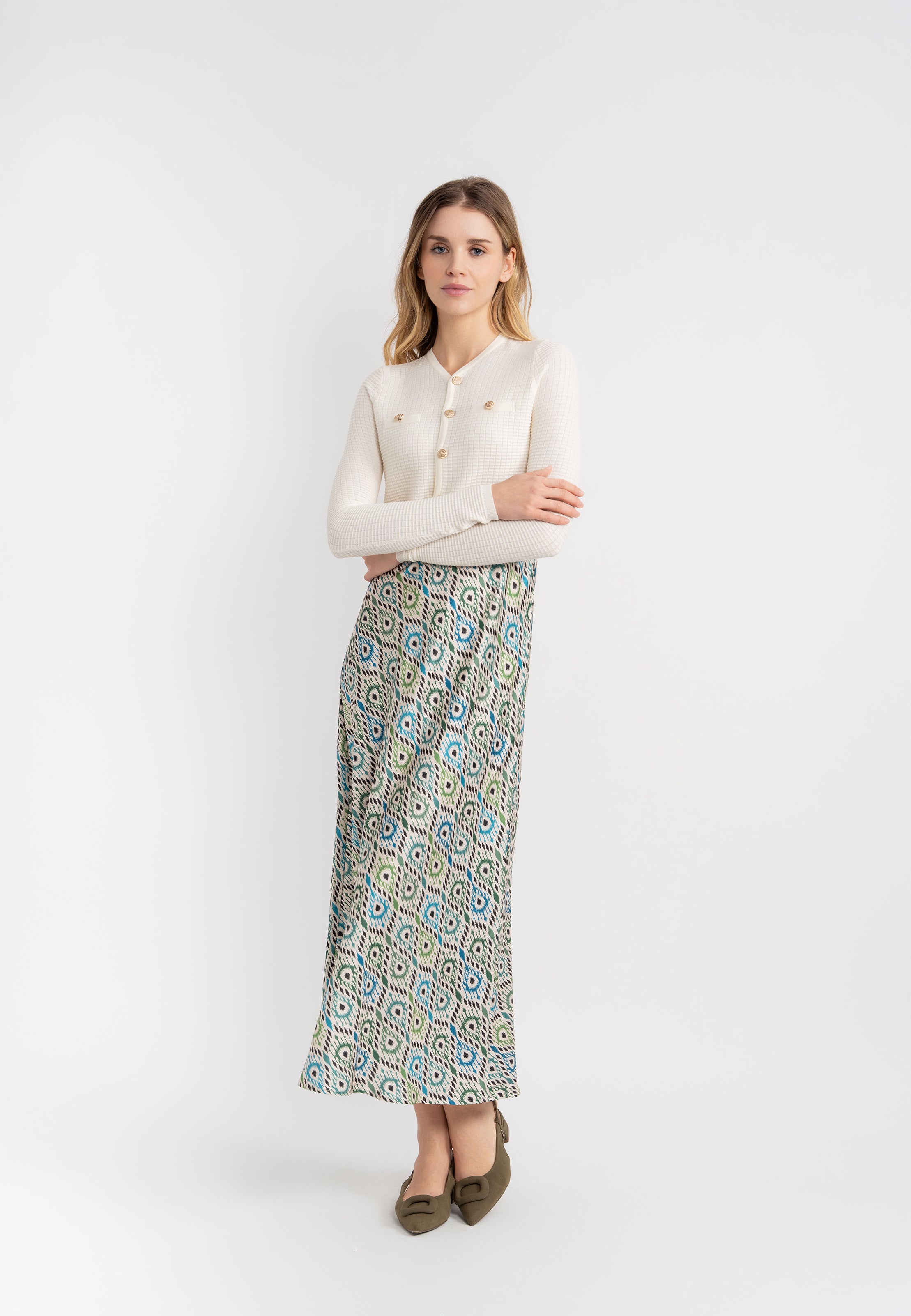 Woven Printed Midi Skirt in by Aspect