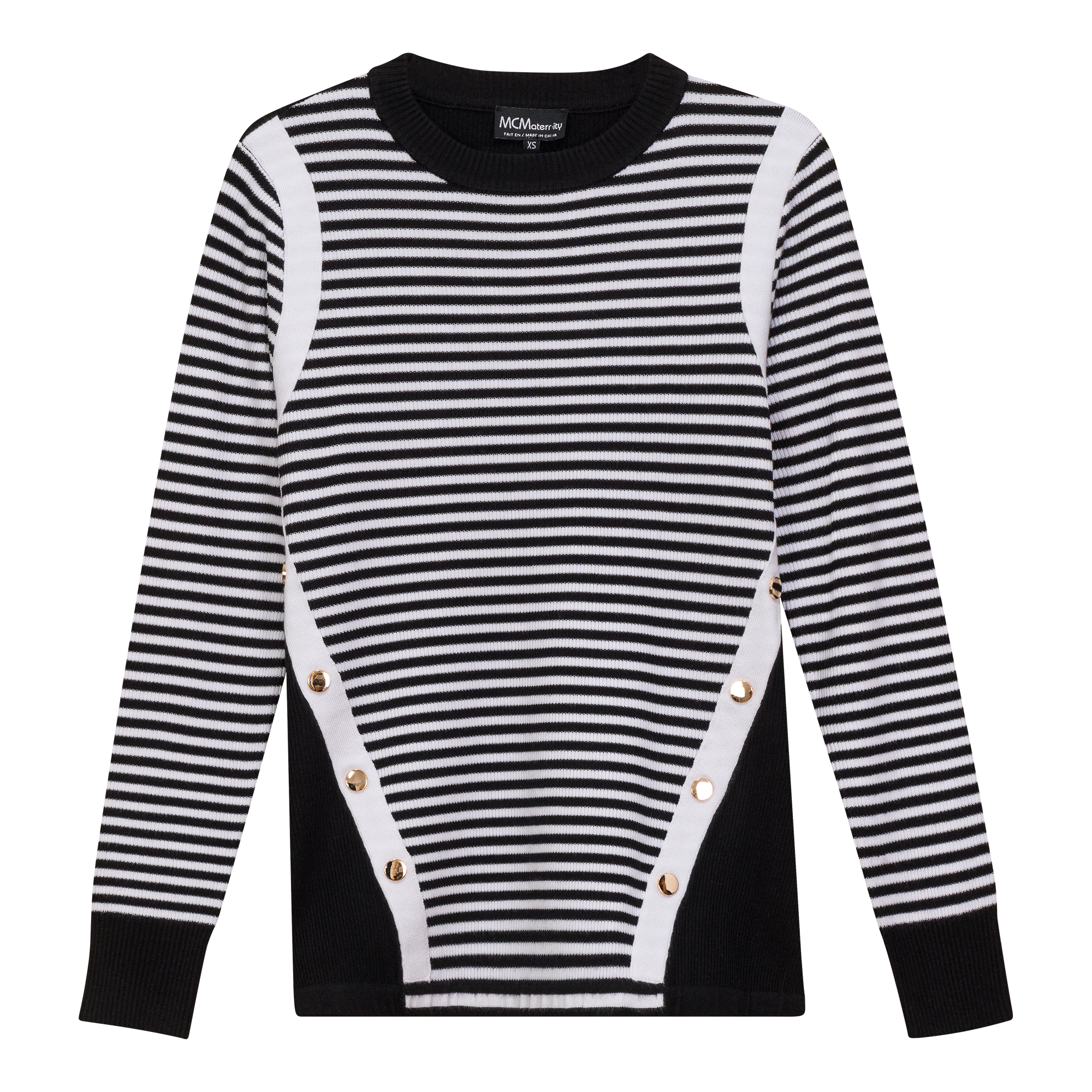 Maternity Stripped Sweater in Black White by MCM