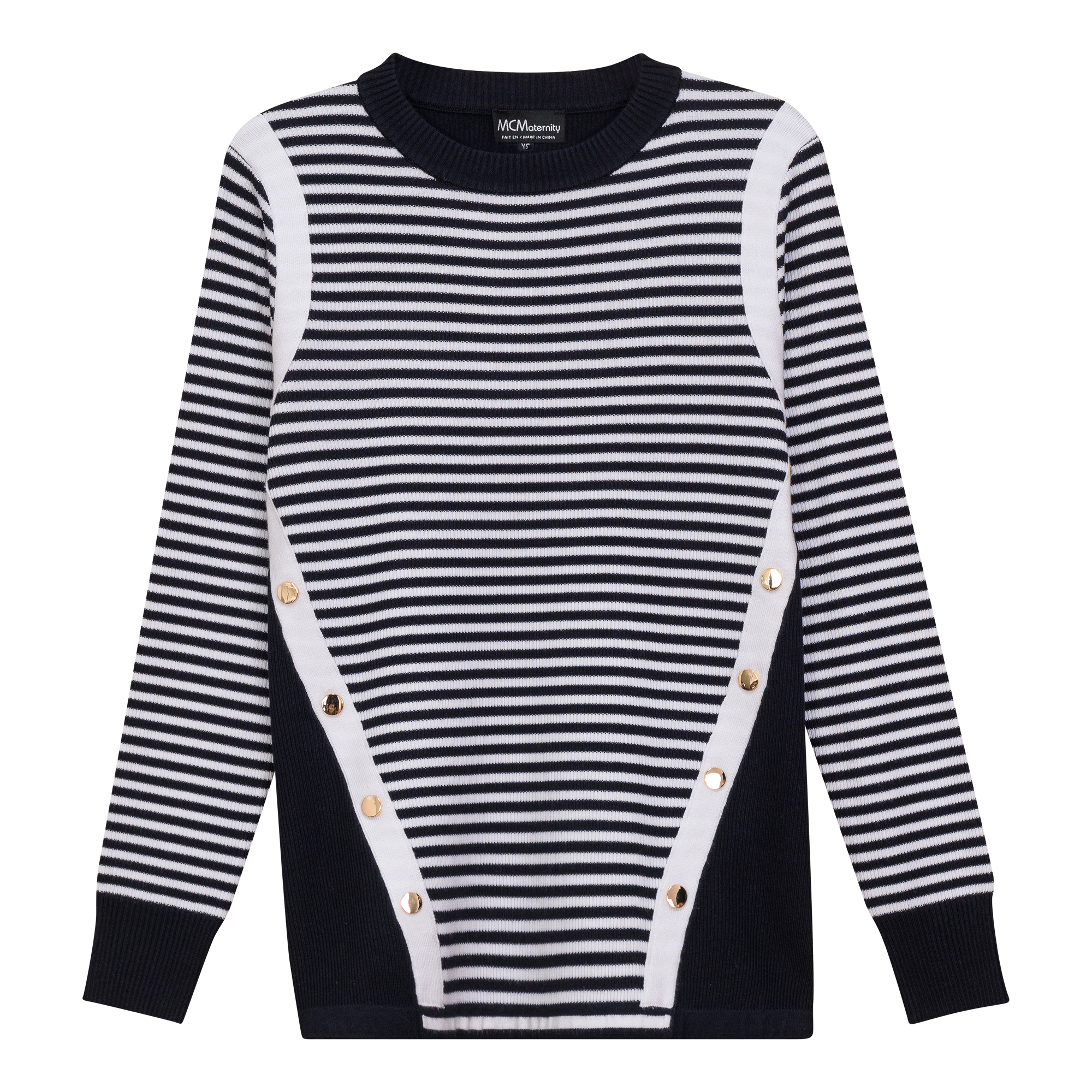 Maternity Stripped Sweater in Dark Navy White by MCM