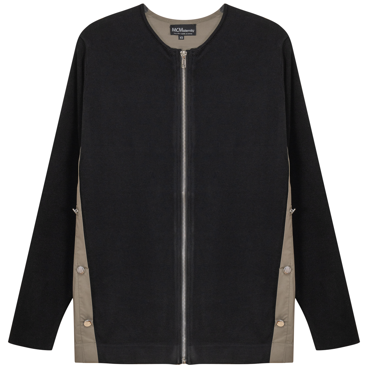 Maternity Knit Shirting Zipper Jacket in Black Stone by MCM