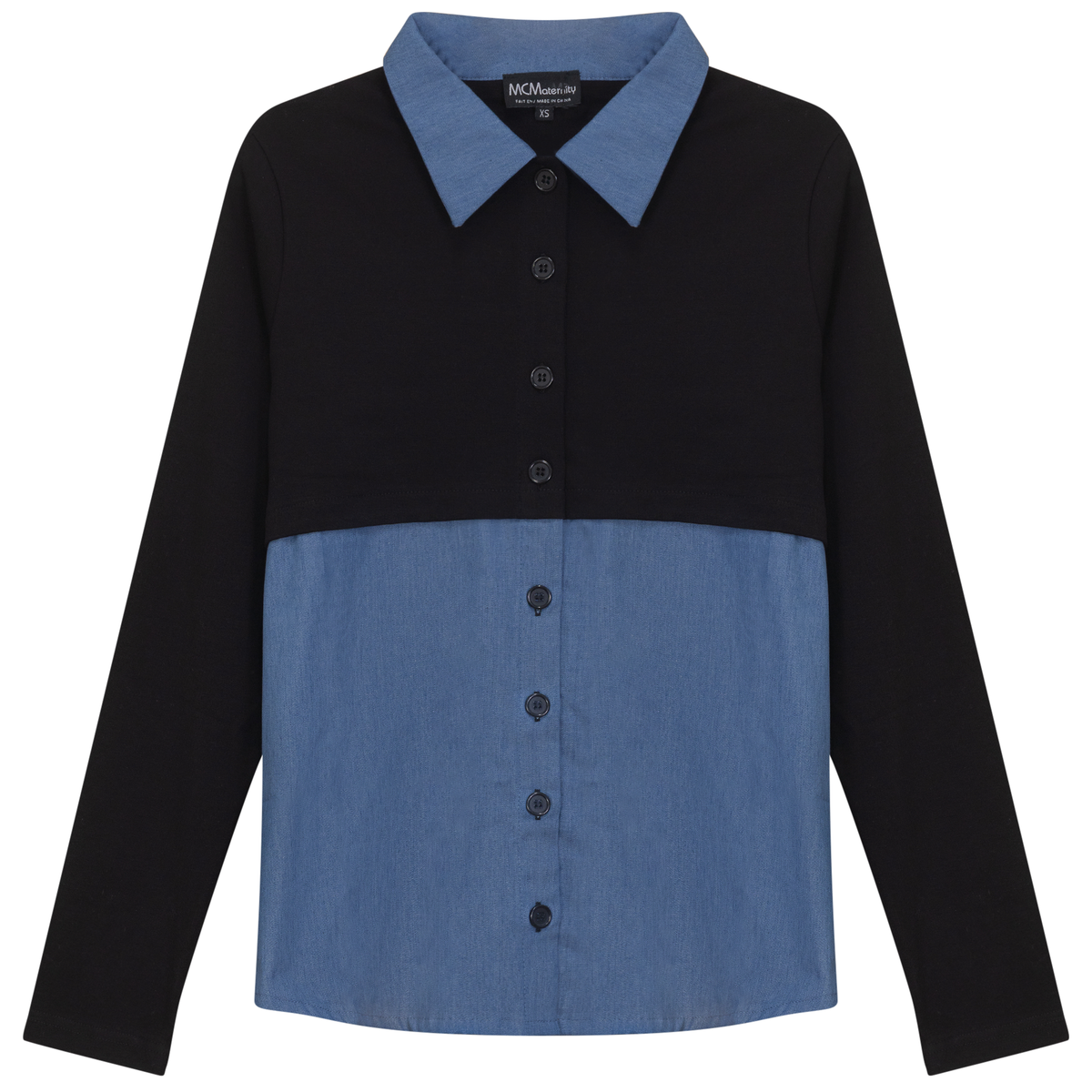 Maternity Cotton Denim Blouse in Black Chambray by MCM
