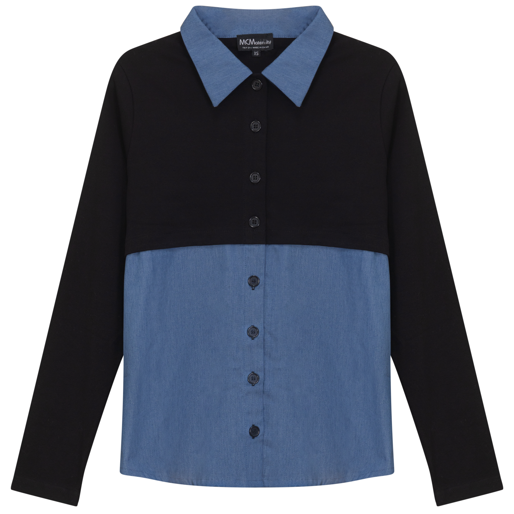 Maternity Cotton Denim Blouse in Black Chambray by MCM